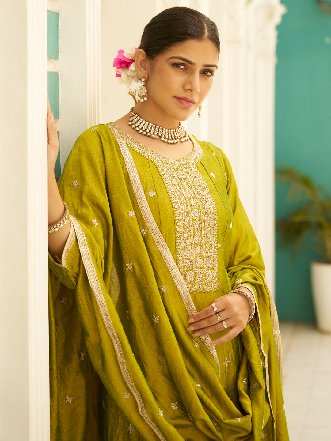 Mitali Yoke Design Silk Blend Anarkali Suit With Dupatta