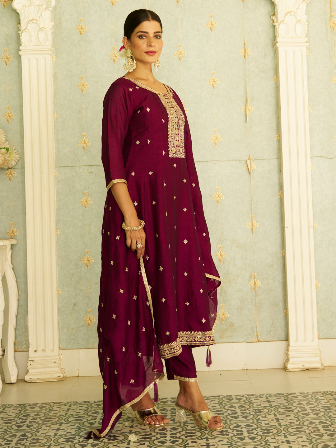 Mitali Yoke Design Silk Blend Anarkali Suit With Dupatta