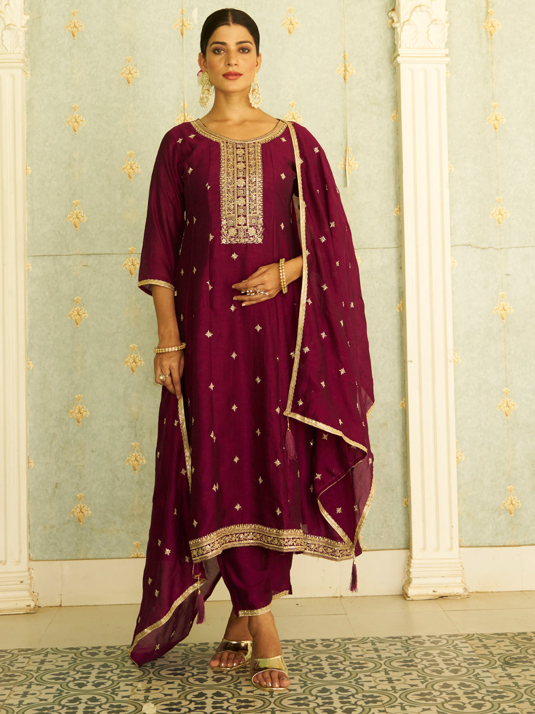 Mitali Yoke Design Silk Blend Anarkali Suit With Dupatta