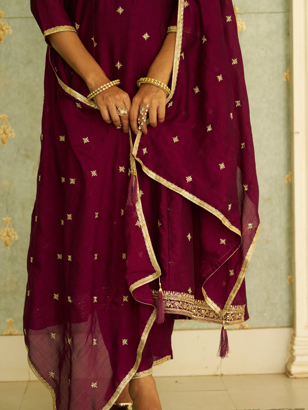 Mitali Yoke Design Silk Blend Anarkali Suit With Dupatta