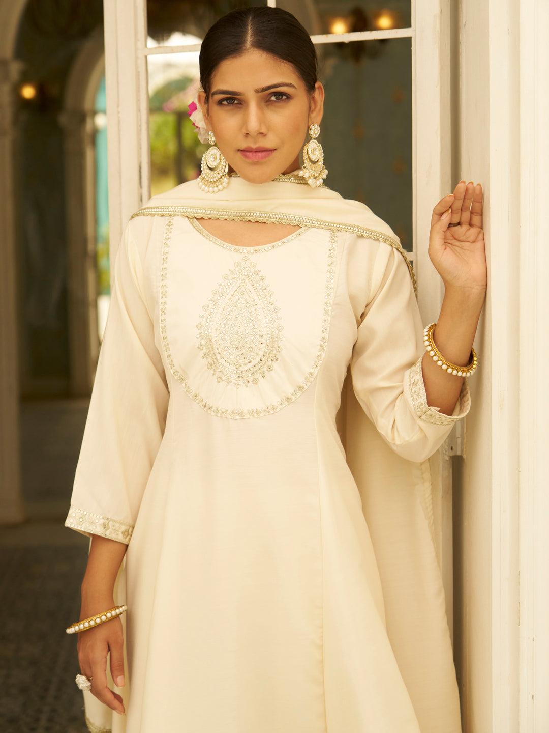 Sharvani  Anarkali Kurta and Pant Dupatta Set