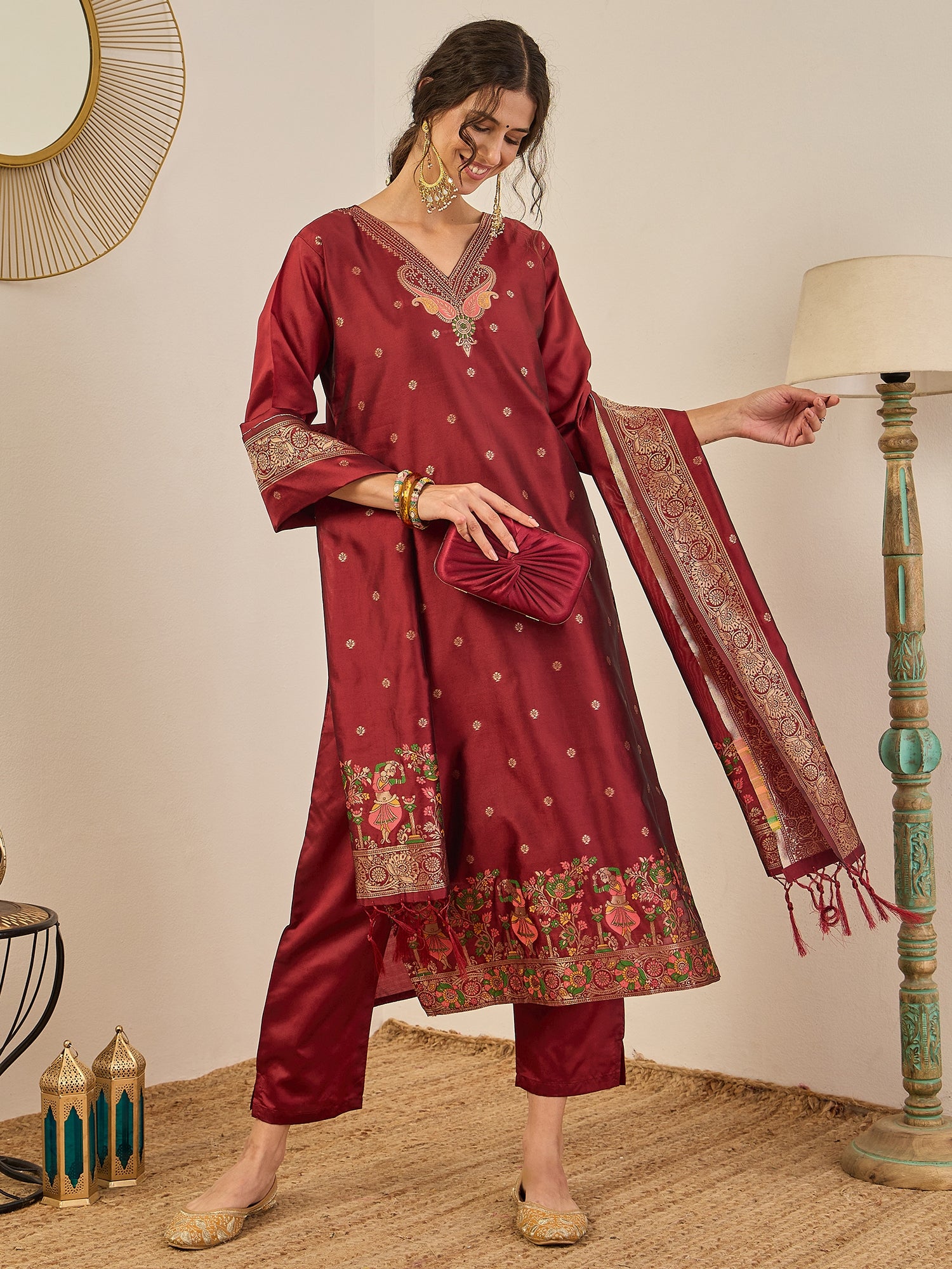 Gulnaar Cotton Silk Kurta Set with Banarasi Minakari Dupatta Zari Work Ready to Wear Elegance