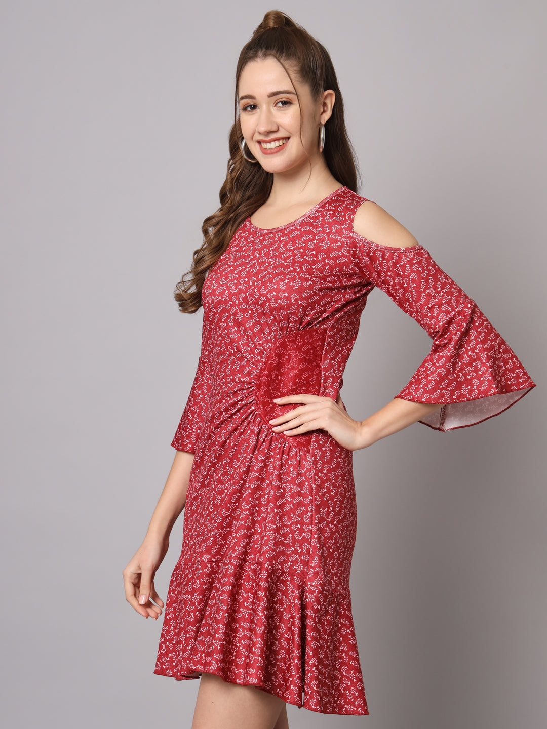 VredeVogel Women Fit and Flare Red Dress