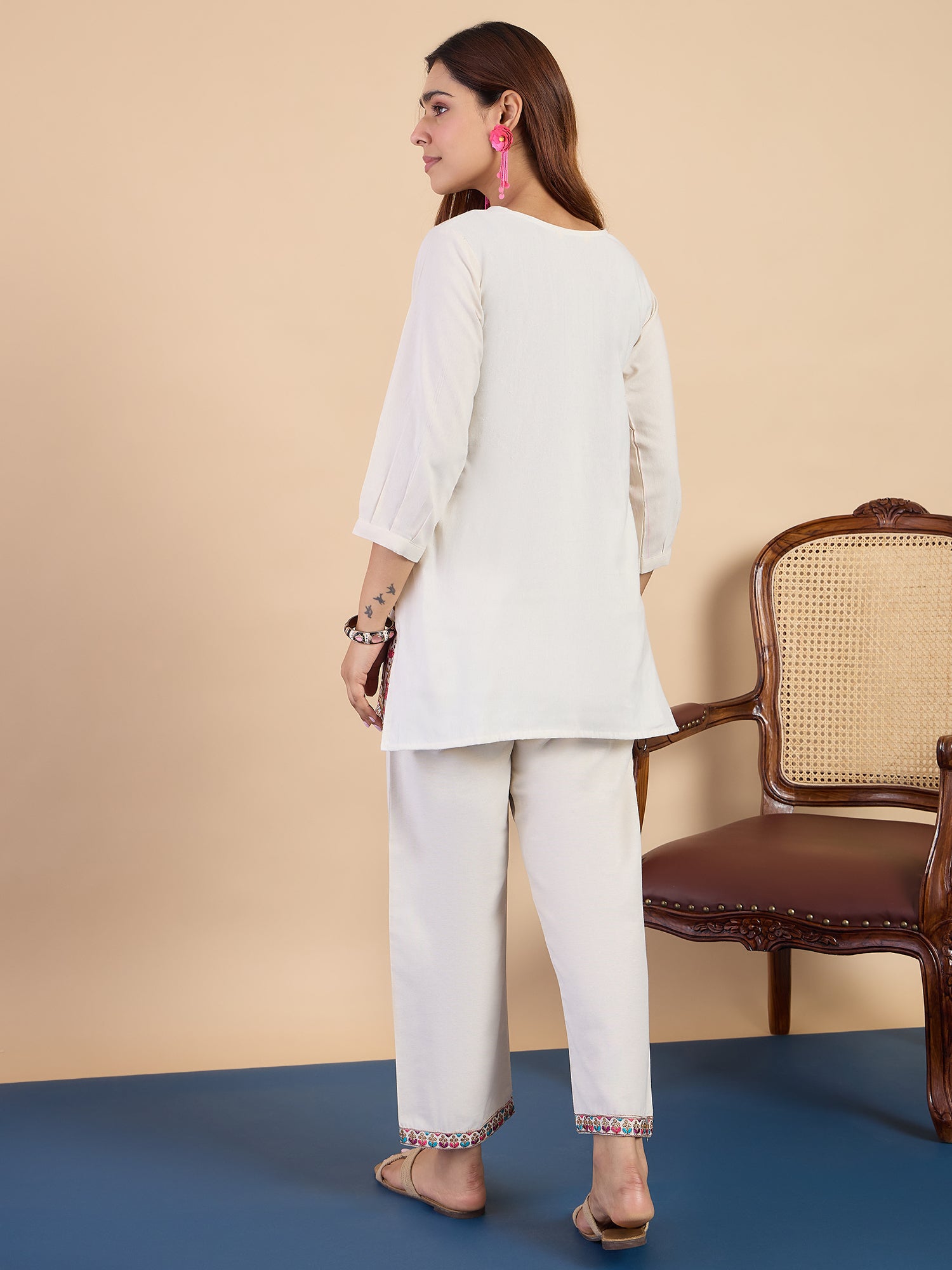 Inaya Off-white Women's Designer Kurta Pant Set Premium Pattern