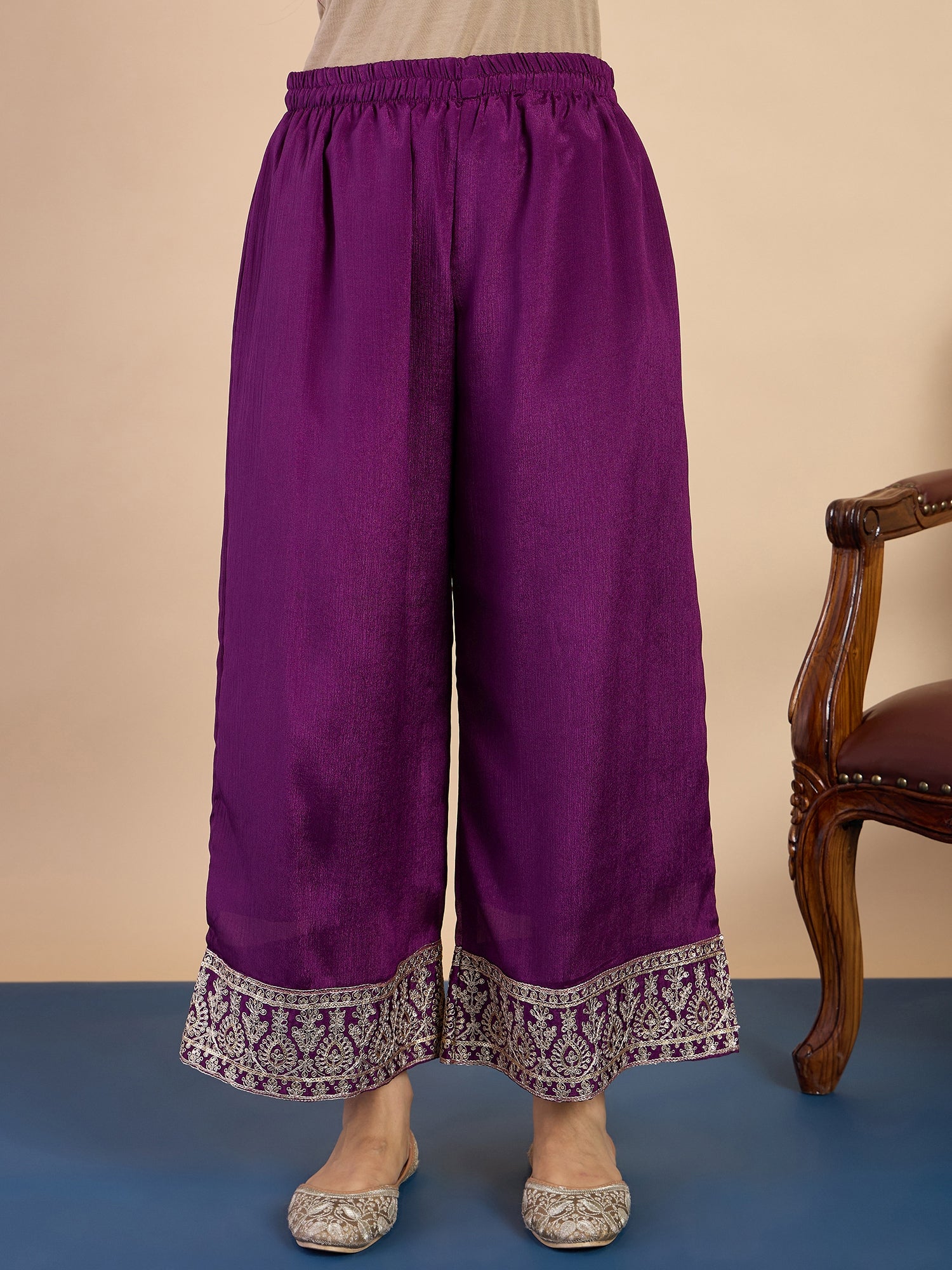Rajsi Purple Women's Designer Kurta Pant Set Premium Pattern Collection