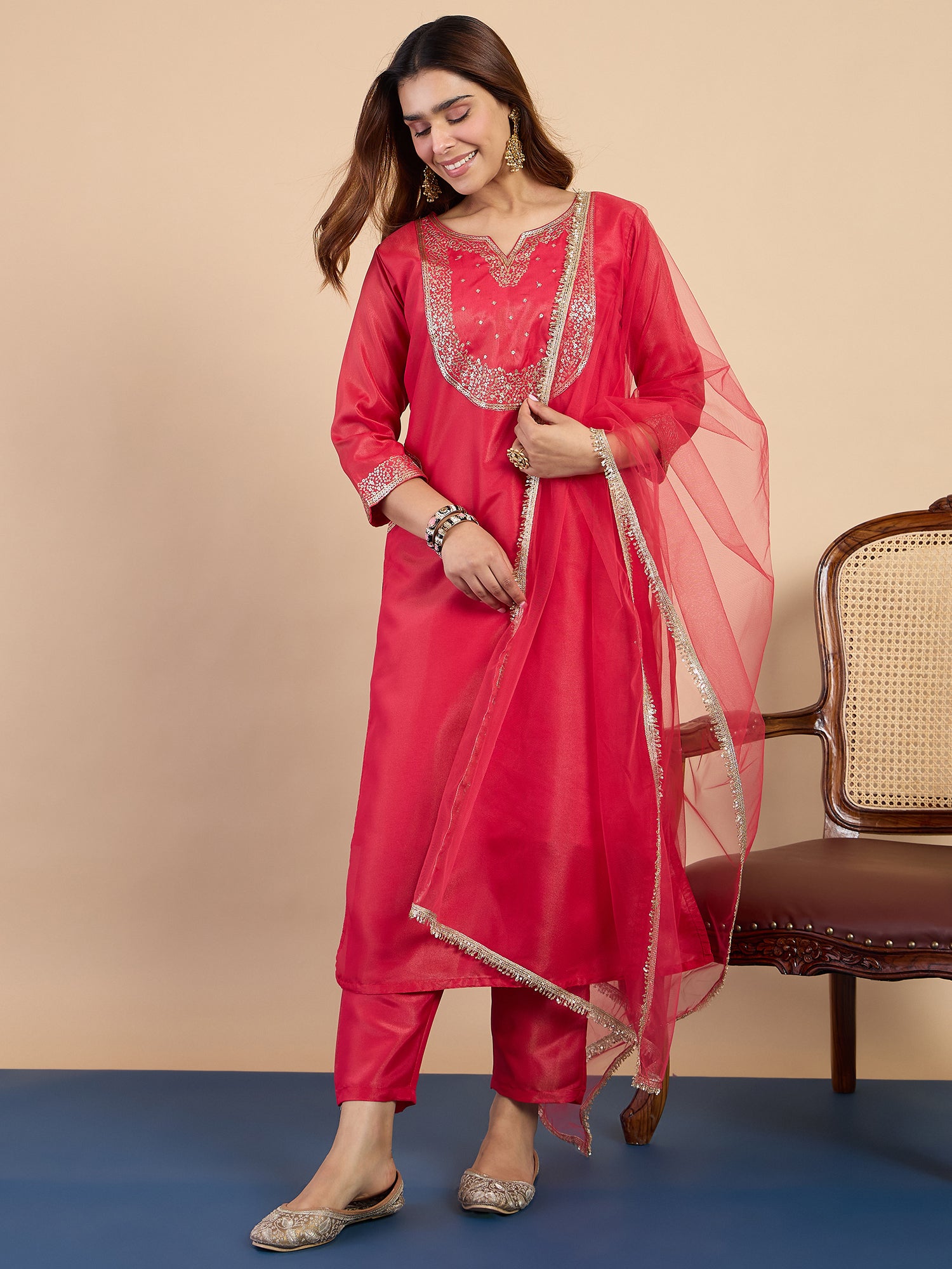 Ariya Pink Women's Designer Kurta Pant Set Premium Pattern Collection