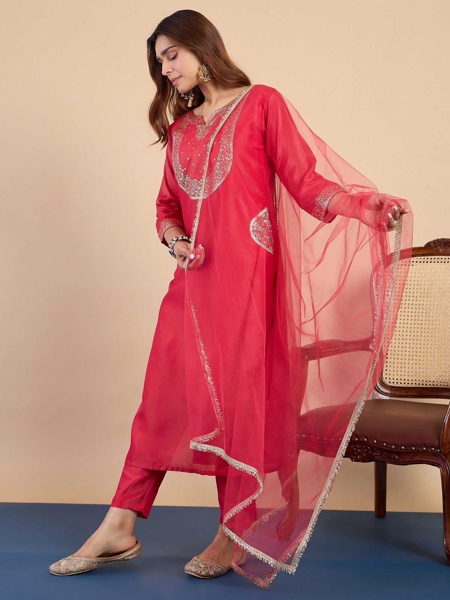 Ariya Pink Women's Designer Kurta Pant Set Premium Pattern Collection