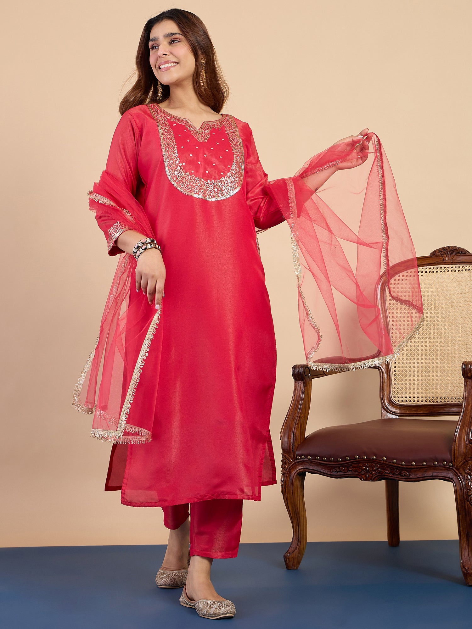 Ariya Pink Women's Designer Kurta Pant Set Premium Pattern Collection