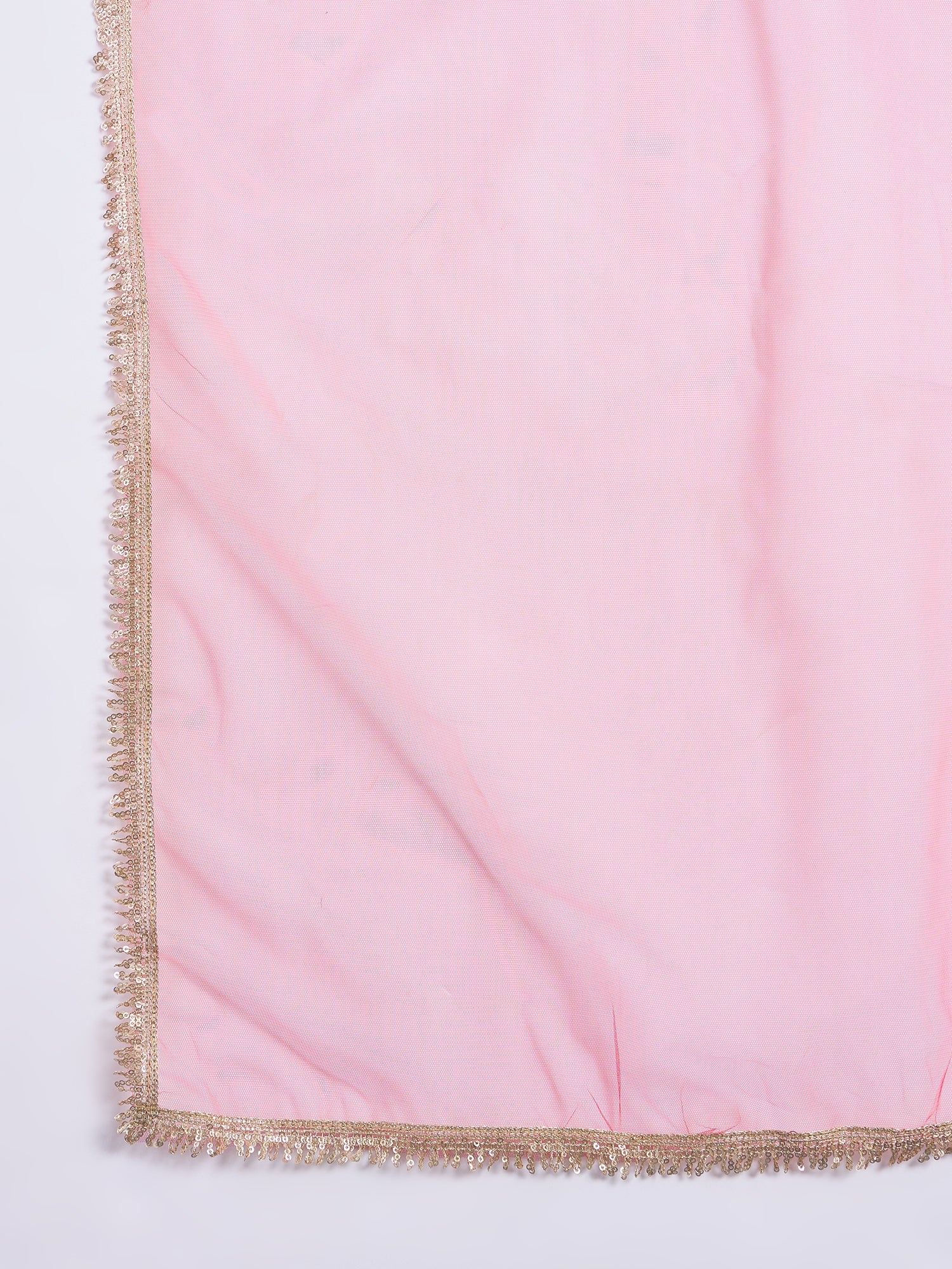 Isha Women's Pink Festive Kurta Set with Sheer Lace Border Dupatta