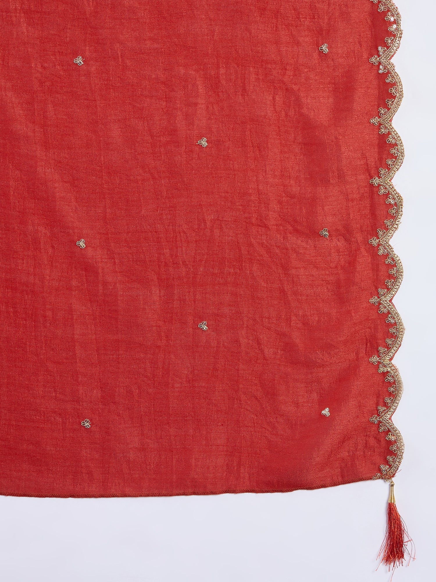 Shanaya Women's Rust Silk Blend Embroidered Straight Kurta Set with Dupatta