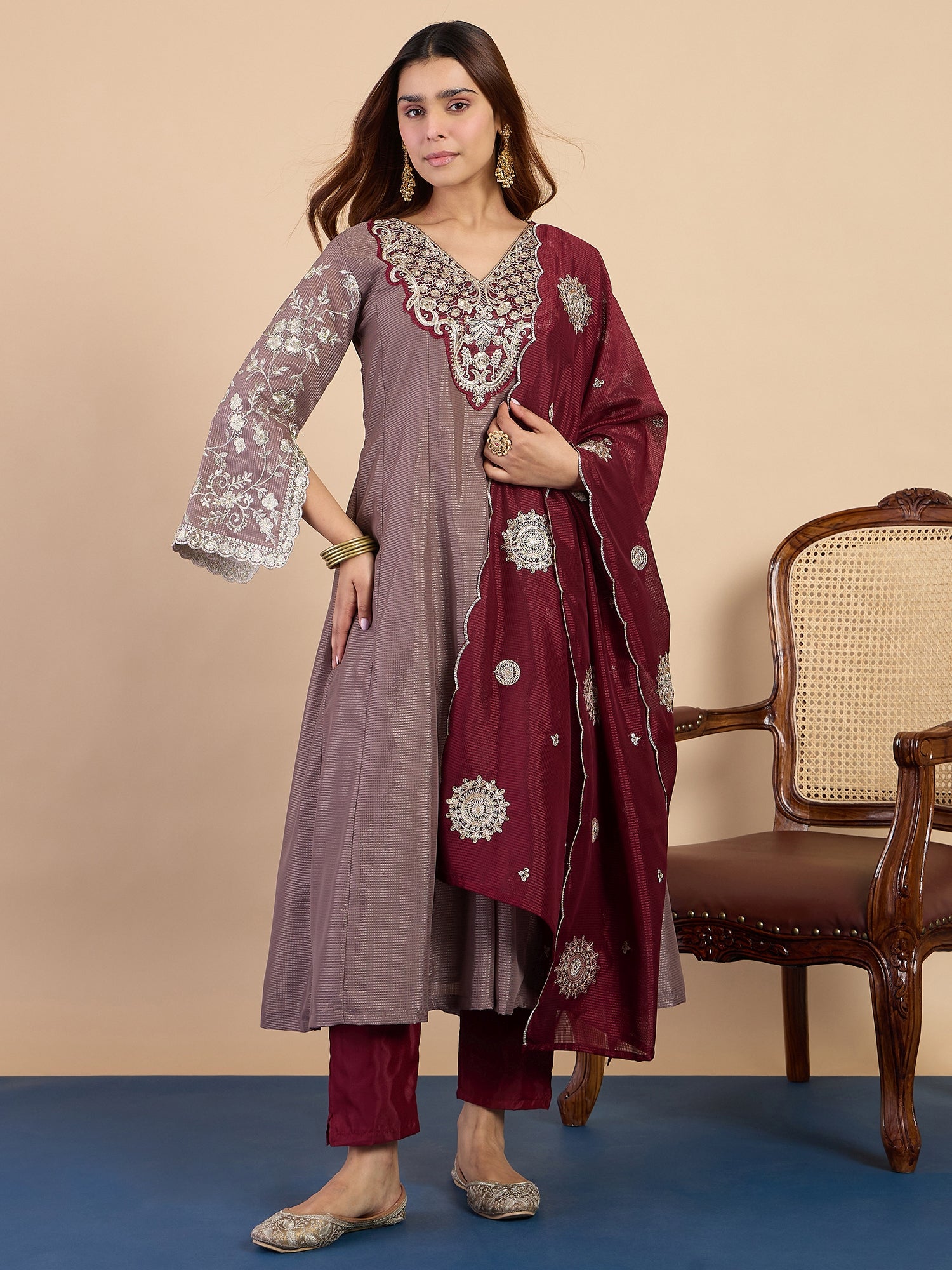 Modern Grey Ethnic Premium Kurta Pant Set