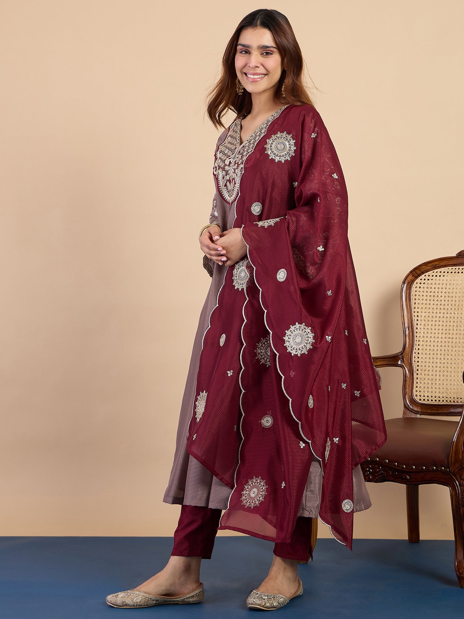 Modern Grey Ethnic Premium Kurta Pant Set