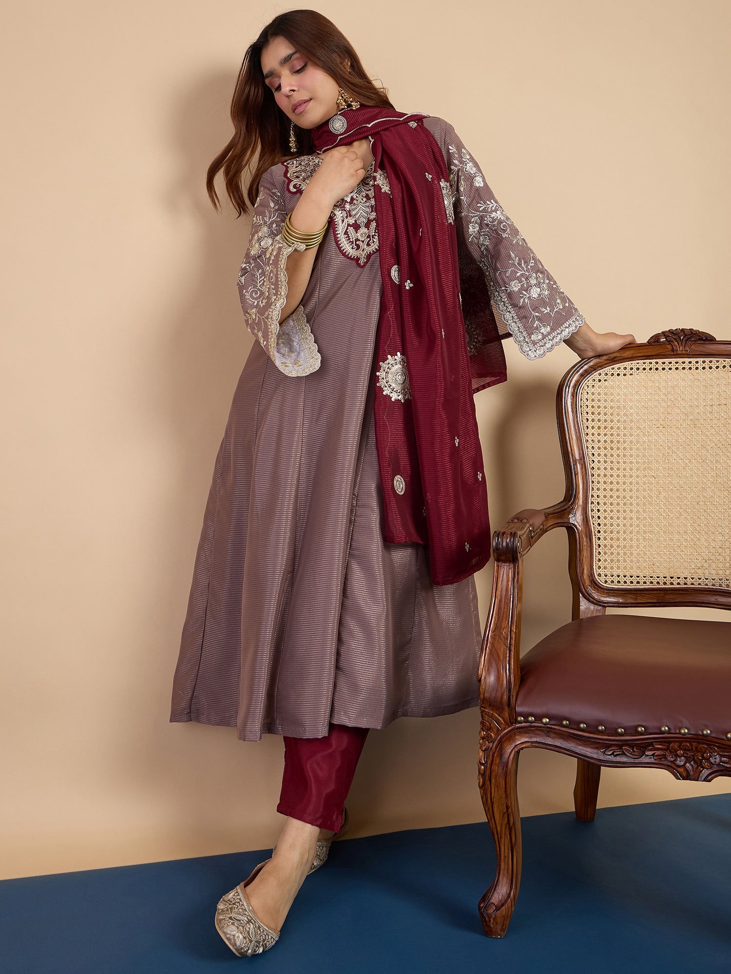 Modern Grey Ethnic Premium Kurta Pant Set