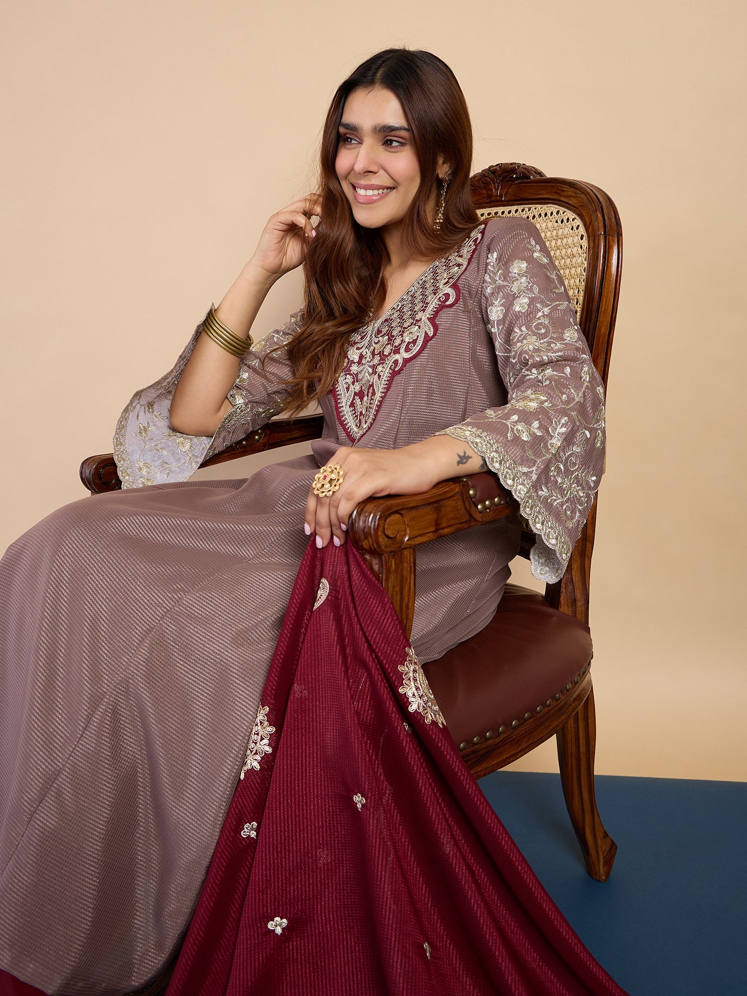 Modern Grey Ethnic Premium Kurta Pant Set