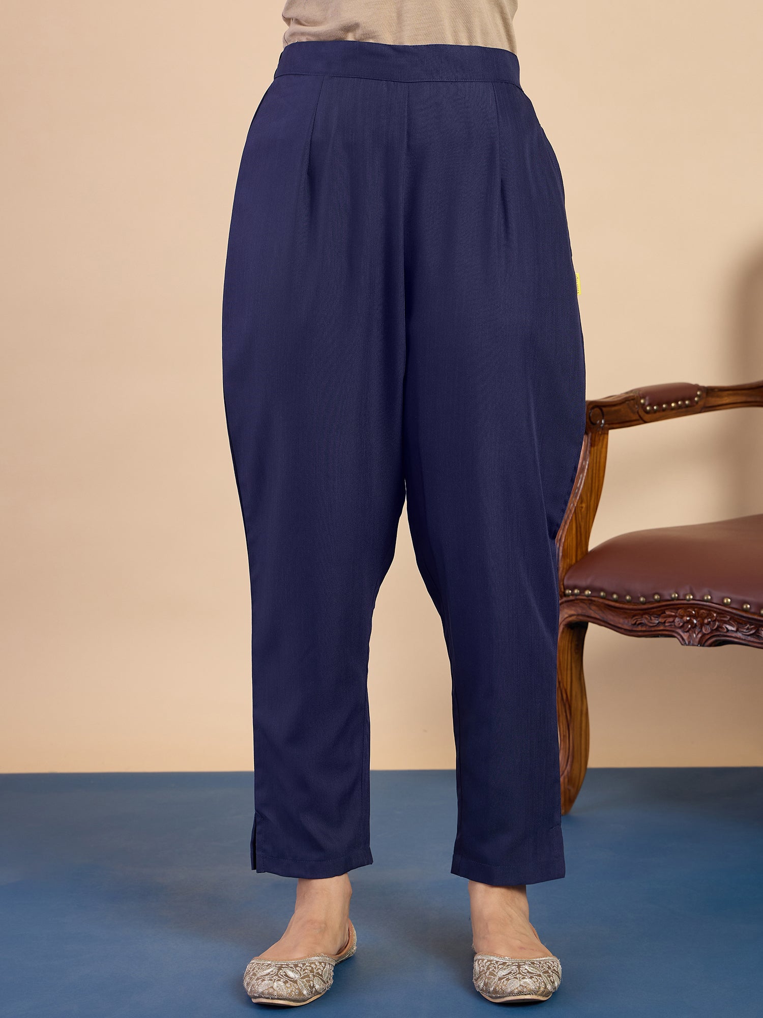 Nyra Navy Blue Women’s Traditional Kurta Pant Set with Dupatta