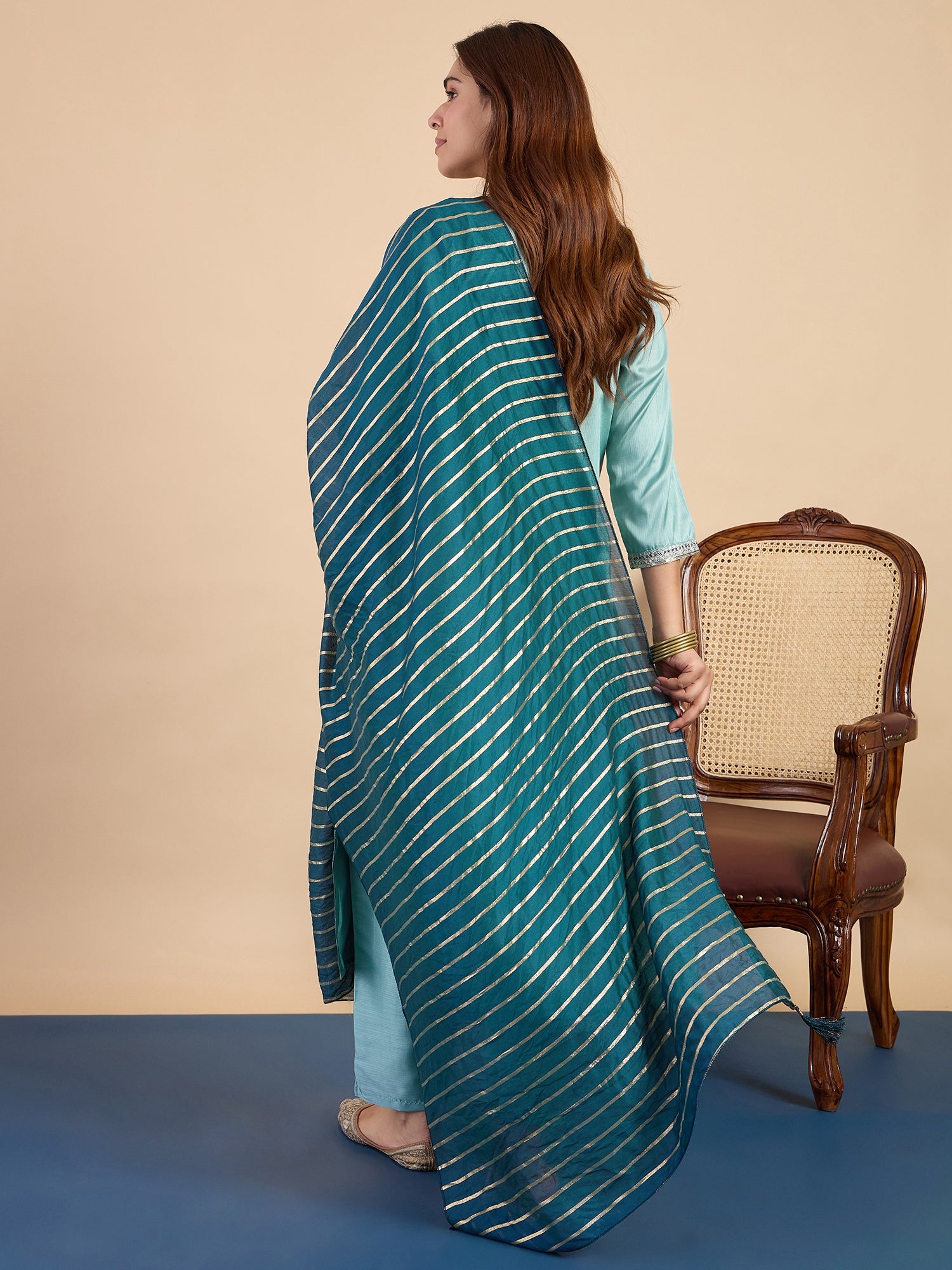 Zanira Sky-blue Women's Designer Kurta Pant Set Premium Pattern Collection