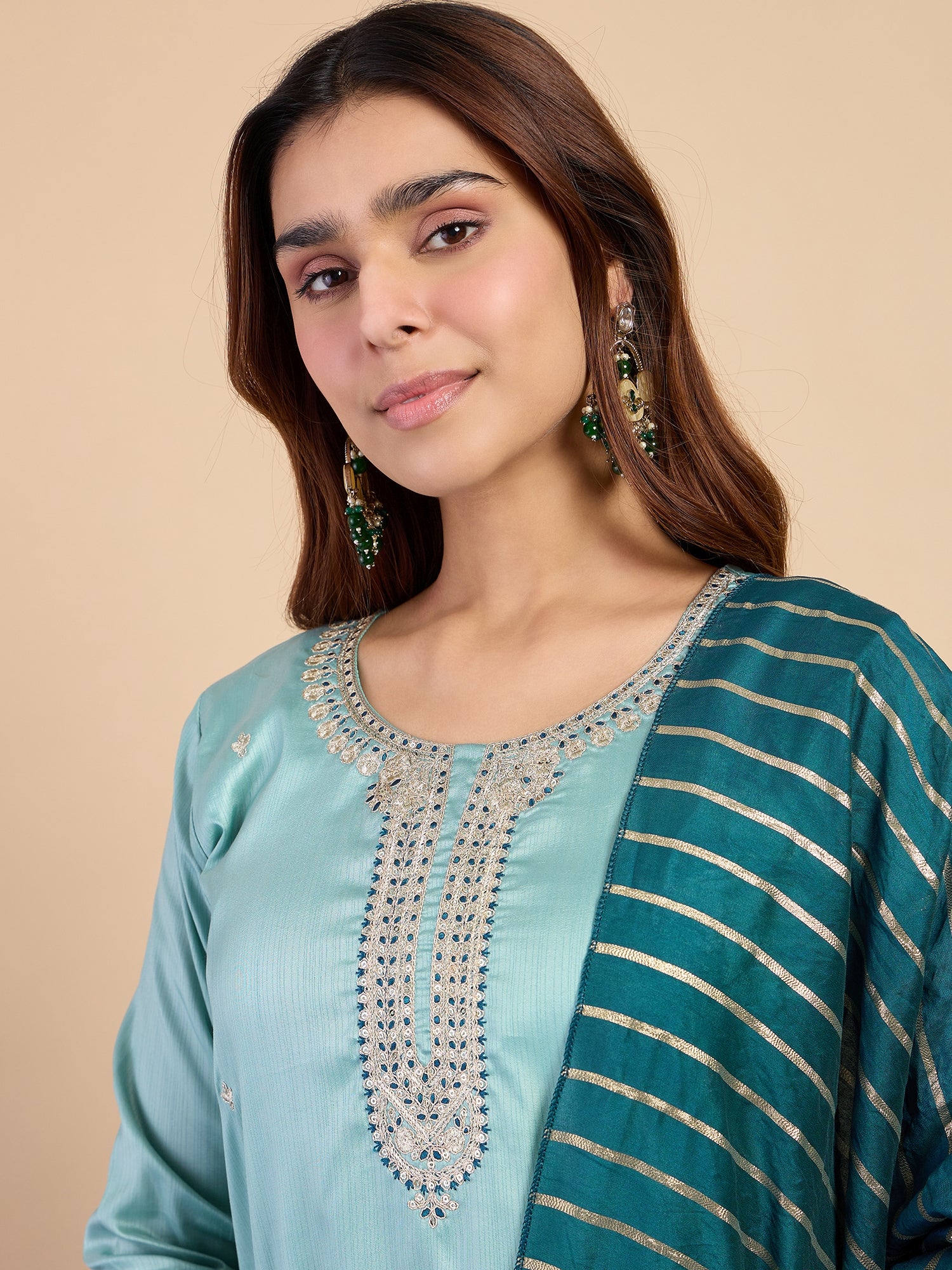 Zanira Sky-blue Women's Designer Kurta Pant Set Premium Pattern Collection