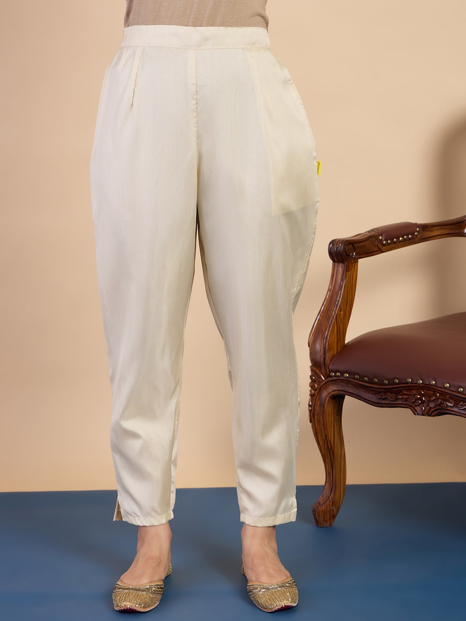 Zanira Cream Women's Designer Kurta Pant Set Premium Pattern Collection