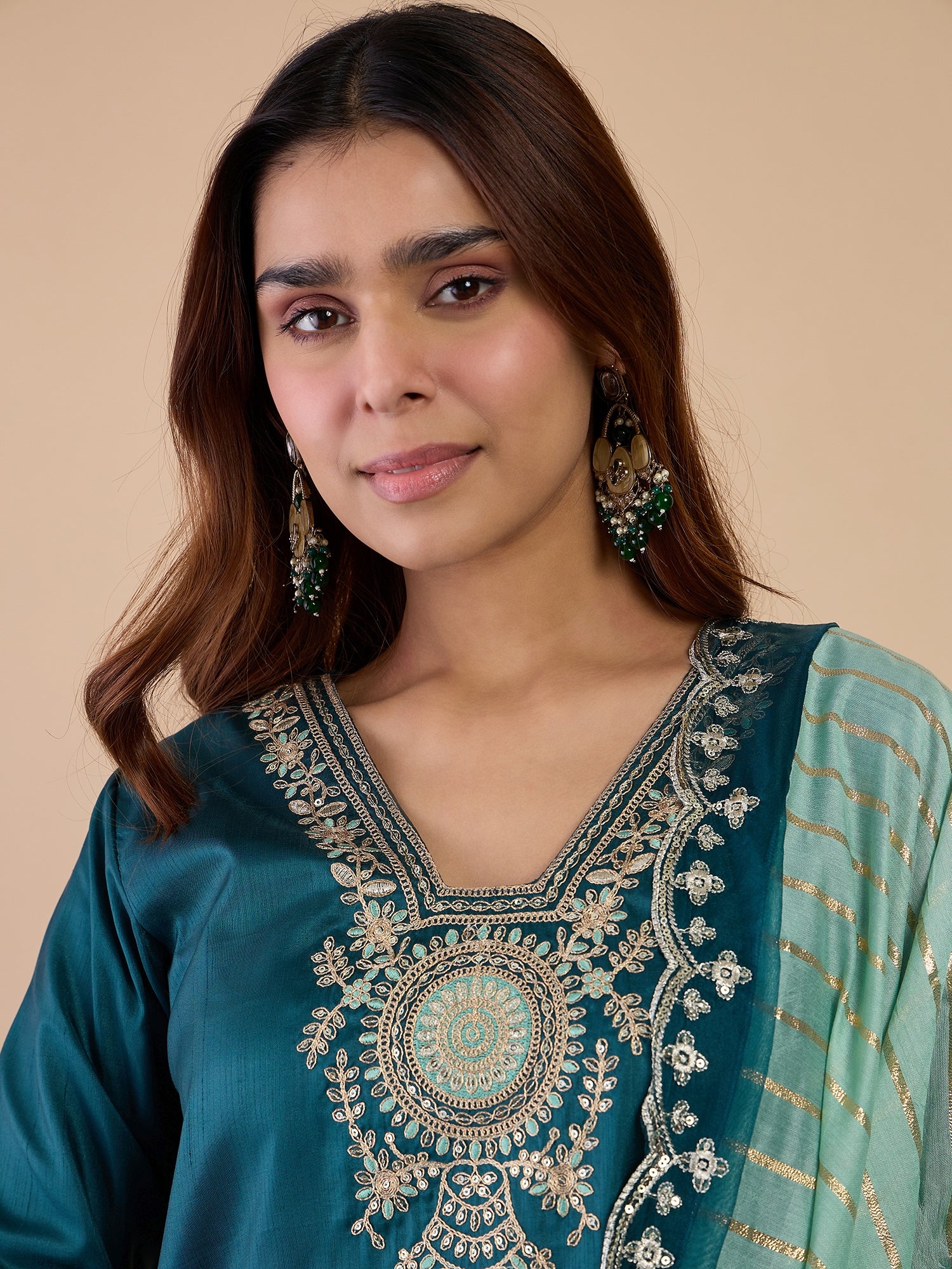 Rangmahal Sea-Green Women's Designer Kurta Pant Set Premium Pattern Collection