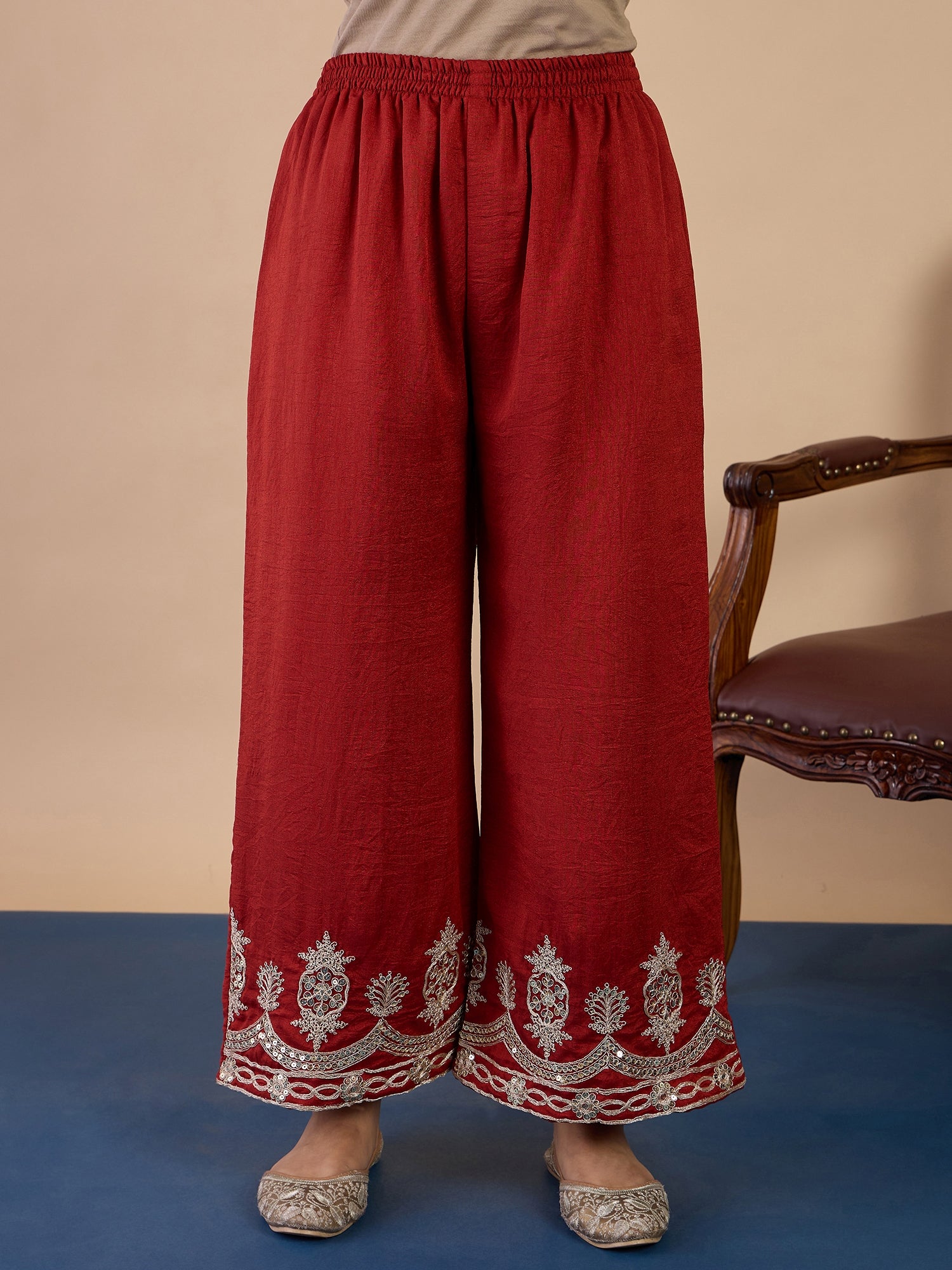 Zarika Rust Embroidred Kurta Sets with Sequins Work Women Suits