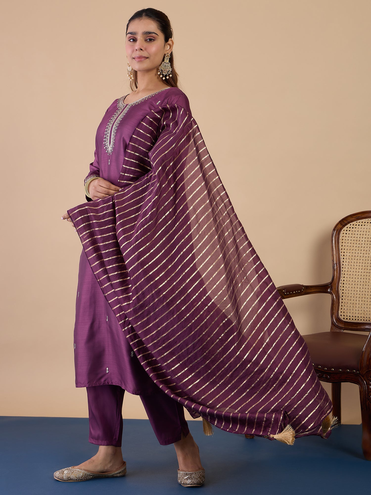 Rivona Magenta Women's Designer Kurta Pant Set Premium Pattern Collection