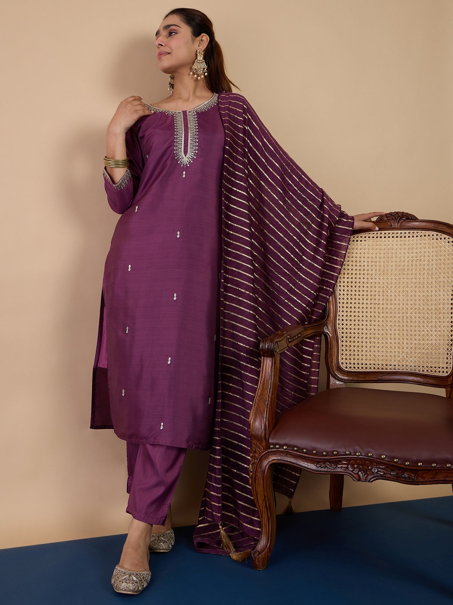 Rivona Magenta Women's Designer Kurta Pant Set Premium Pattern Collection