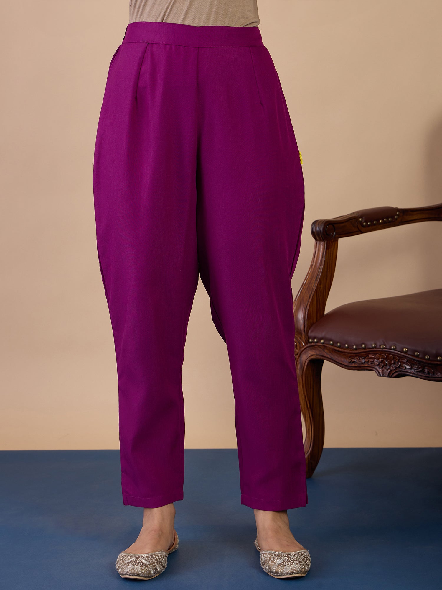 Dia Women's Purple Festive Embroidered Yoke Straight Kurta Pant Set