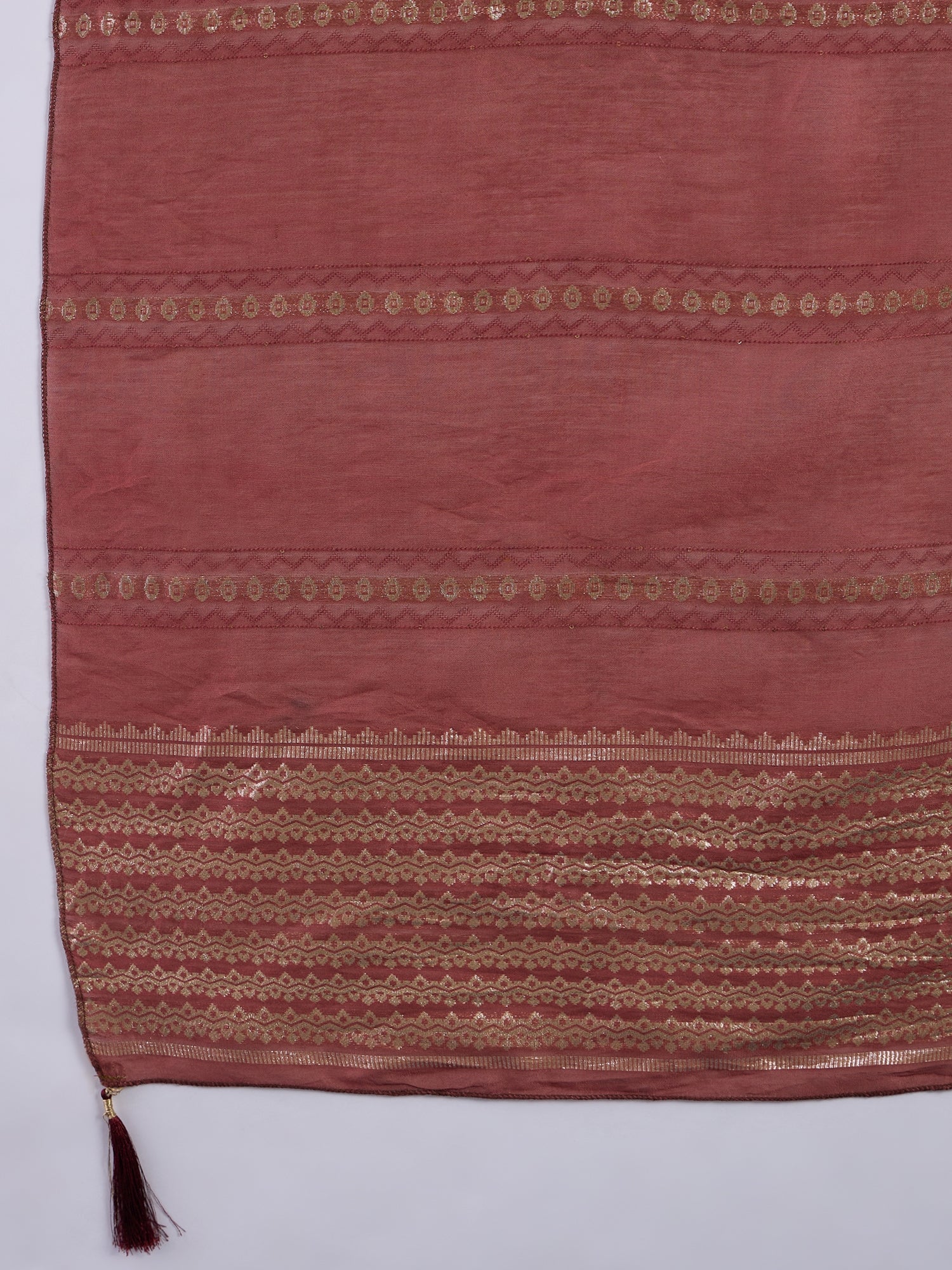 Aisha Women's Dusty Brown Embroidered Yoke Design Straight Kurta Set with Dupatta
