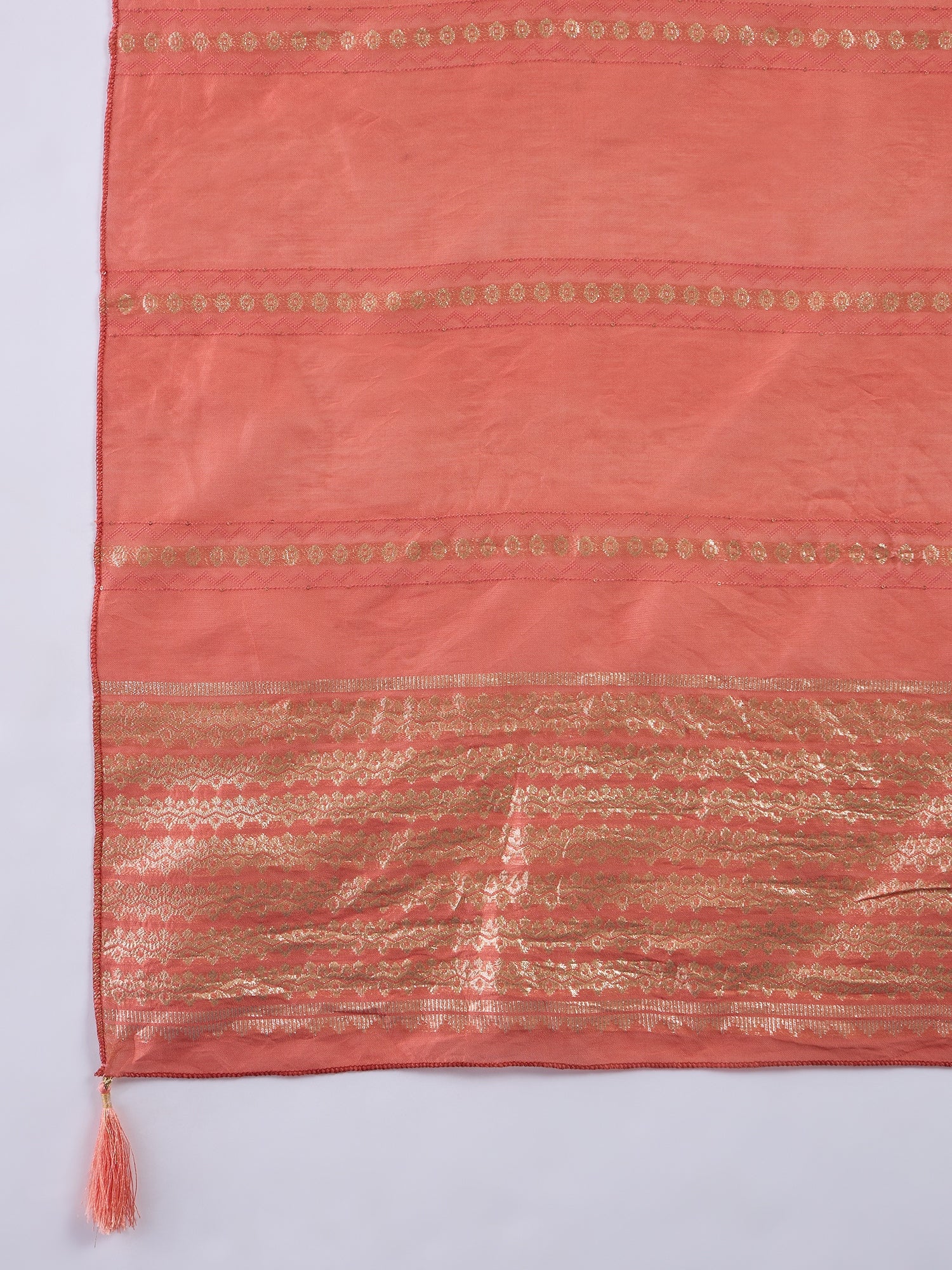 Tara Women's Peach Silk Blend Embroidered Yoke Design Kurta Set