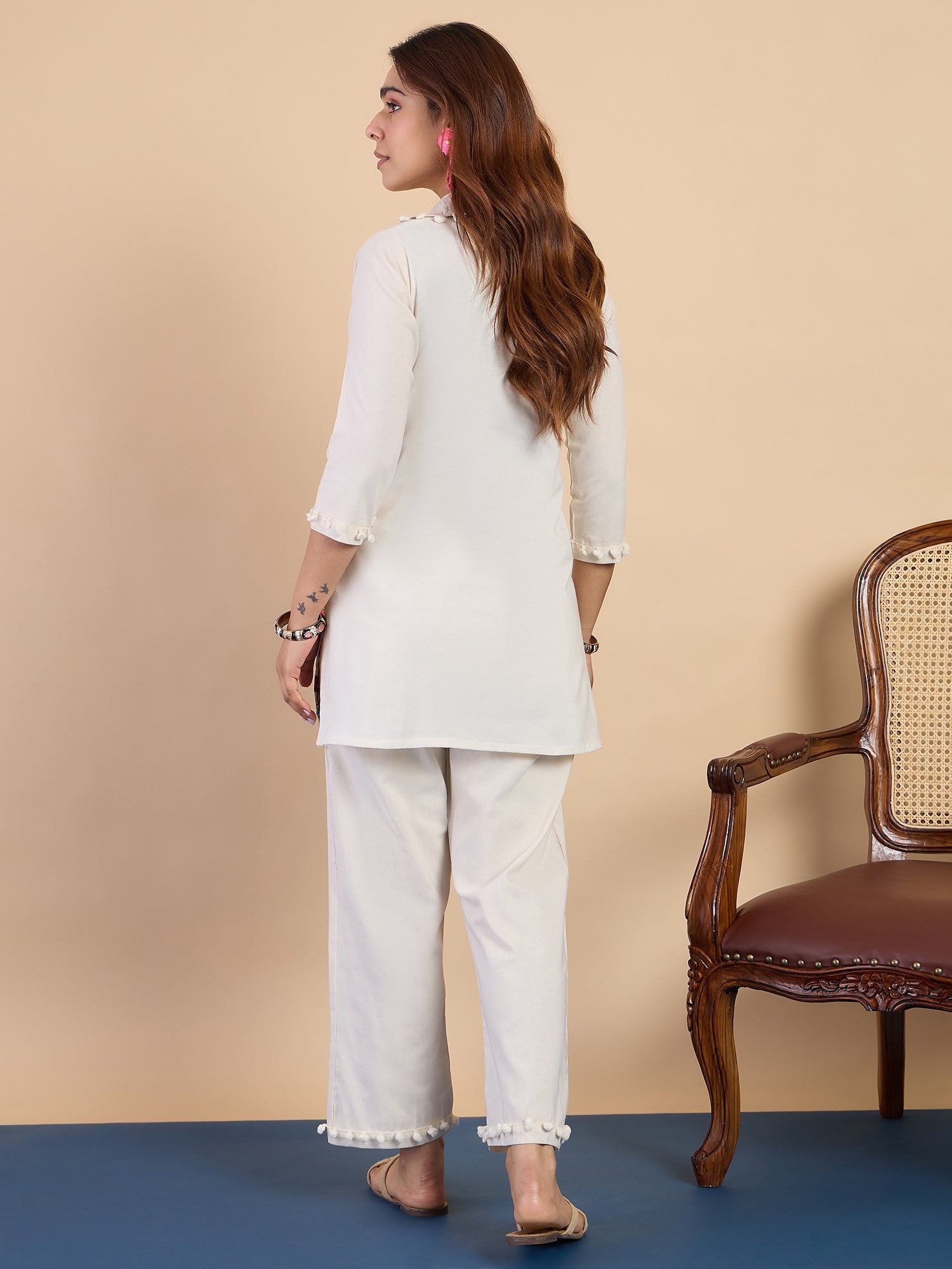 Varnika Off-white Women's Designer Kurta Pant Set Premium Pattern