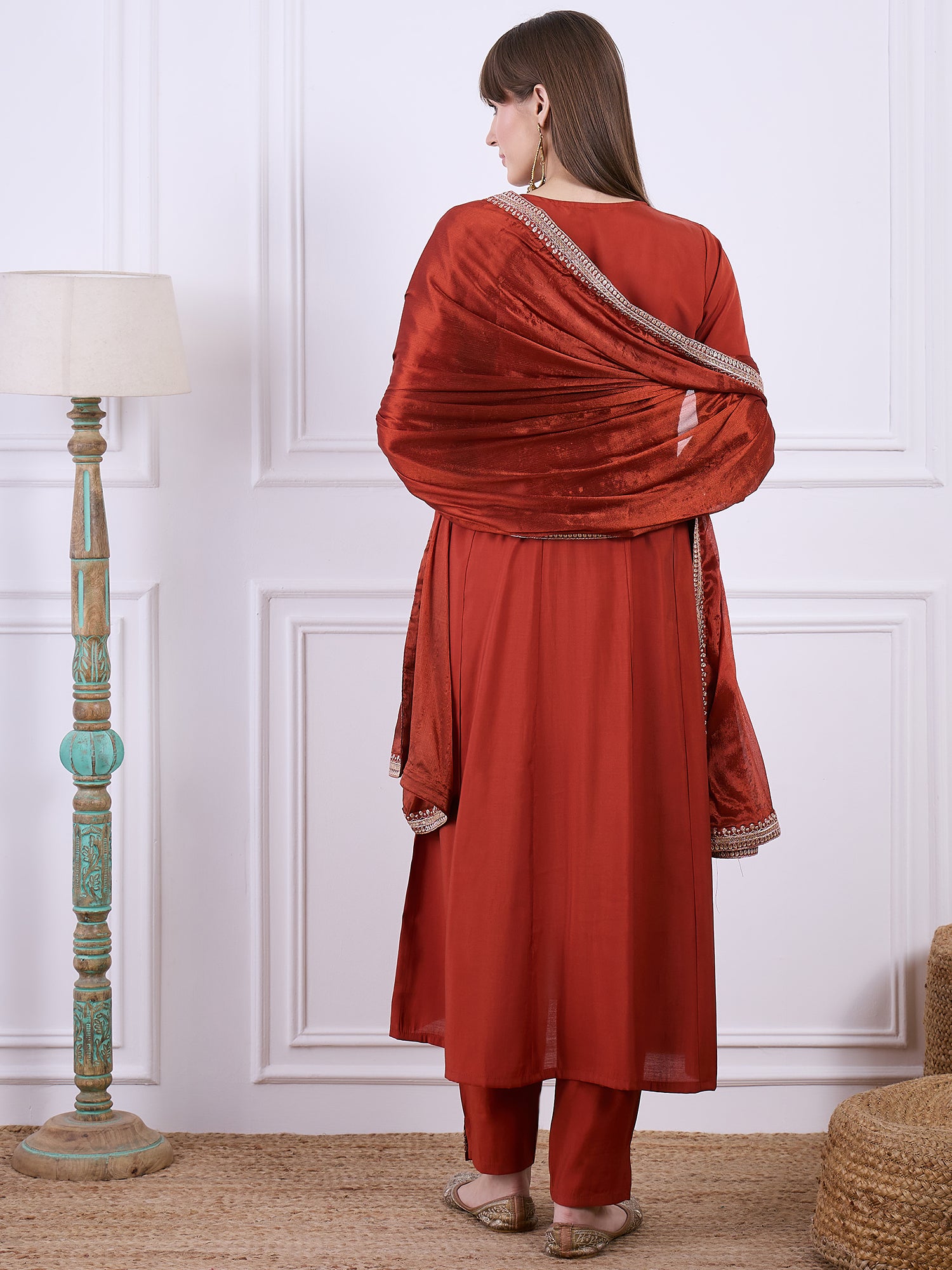 Kiara  Embroidered Silk Blend Anarkali Suit Set With Dupatta