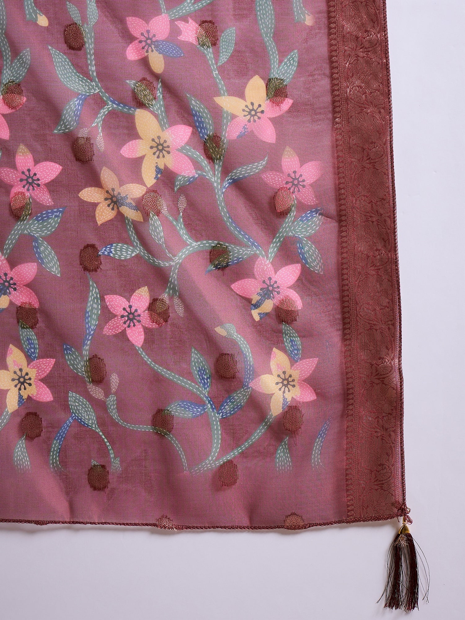 Bhuvika Beads Embroidered Maroon Women Kurta Sets With Dupatta Straight Suits