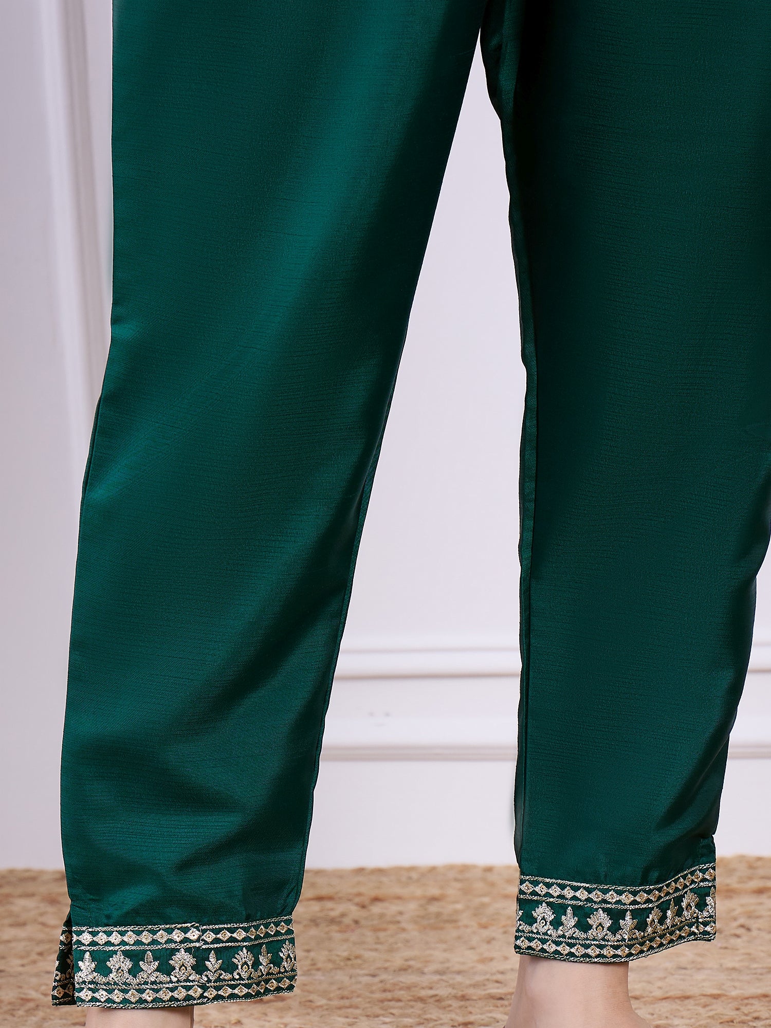 Triveni Silk Blend Kurta and Trouser Set with Organza Dupatta