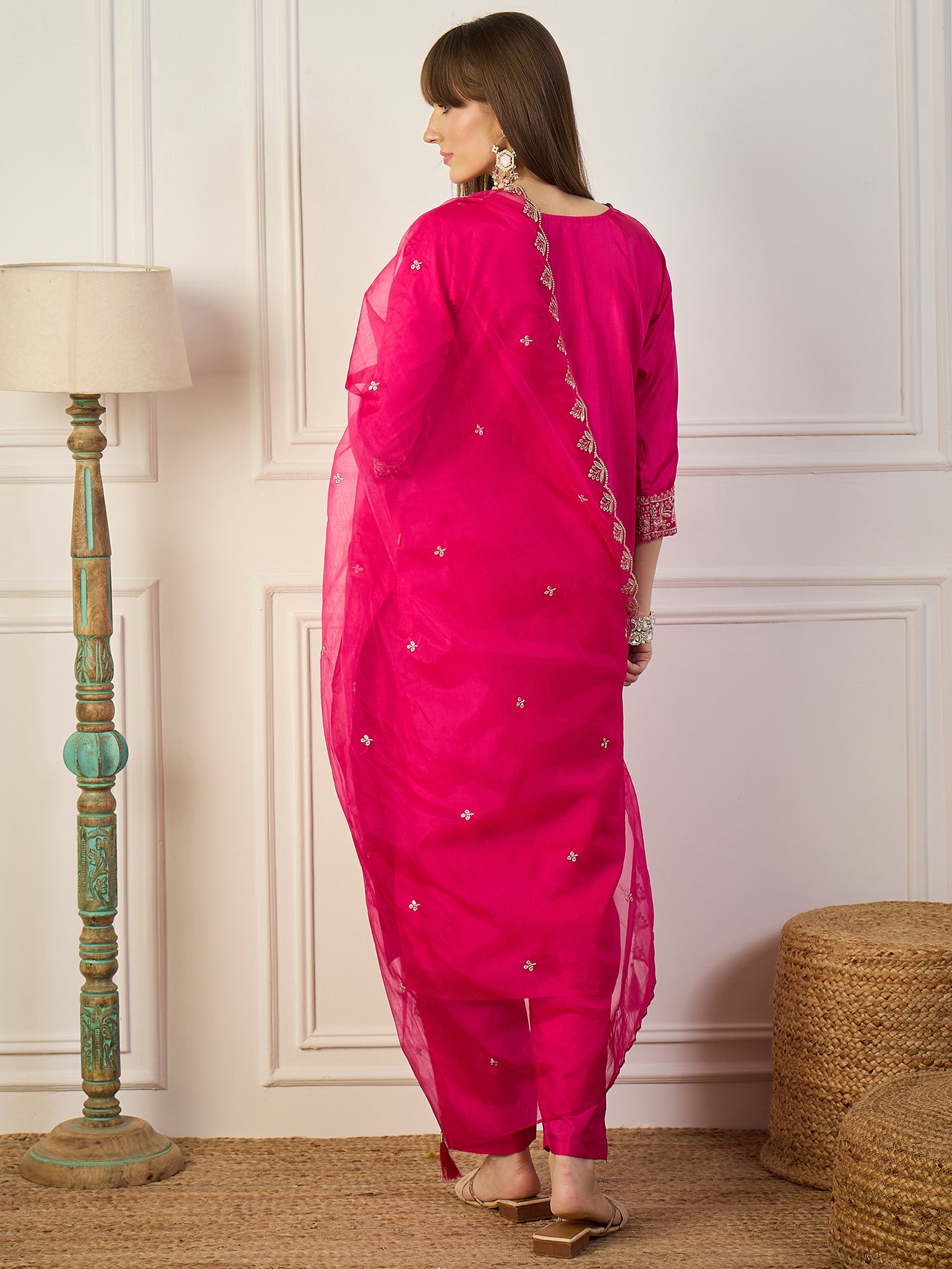Tulsi Pink Women Kurta Sets With Dupatta Straight Suits