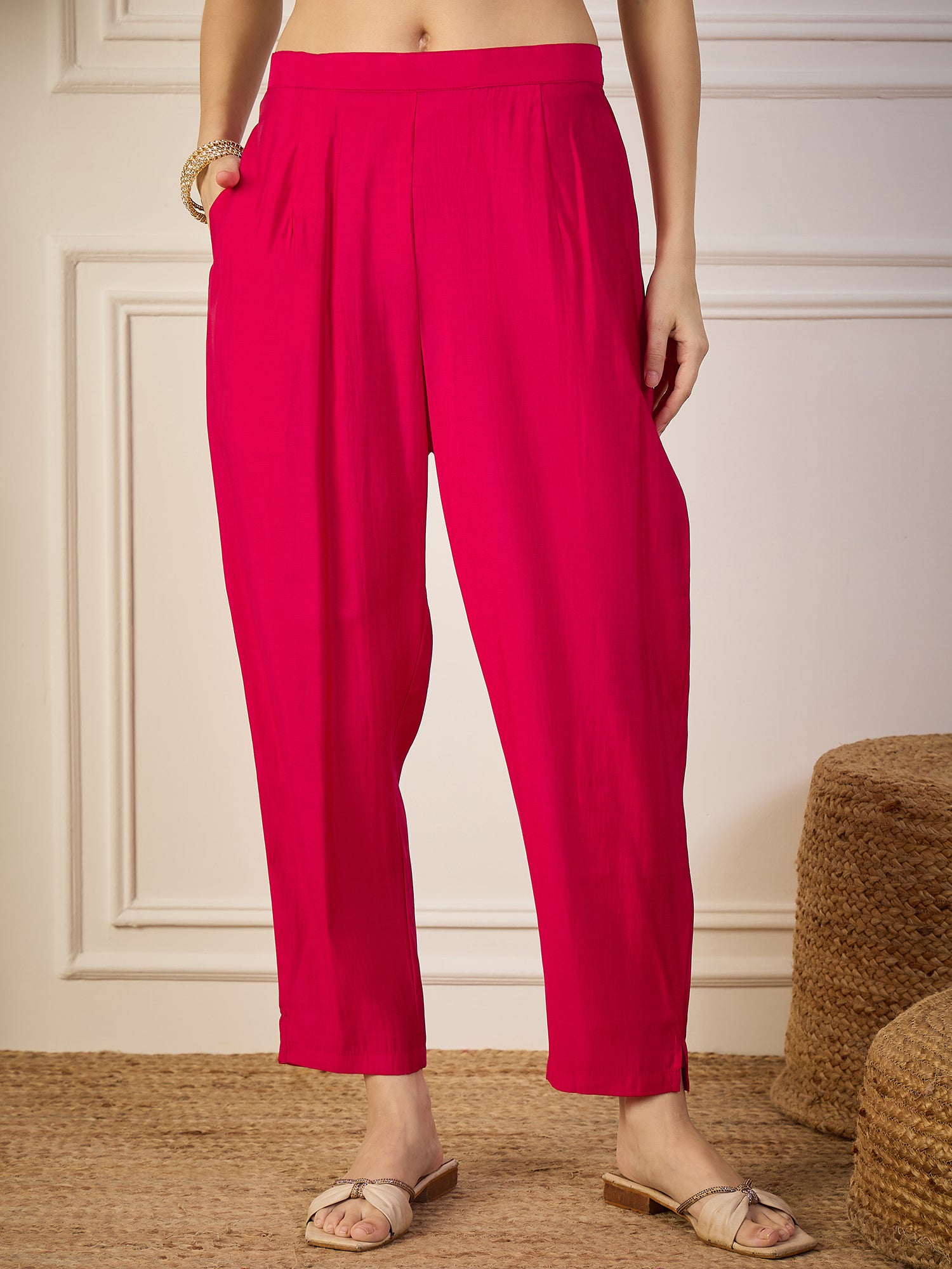 Neena Pink Embroidered Women Kurta Sets With Dupatta Straight Suits