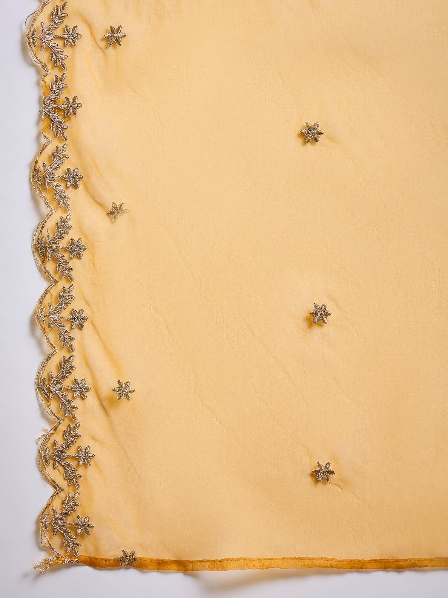 Heer Mustard Floral Embroidered Thread Work Kurta with Palazzo & Dupatta Suits