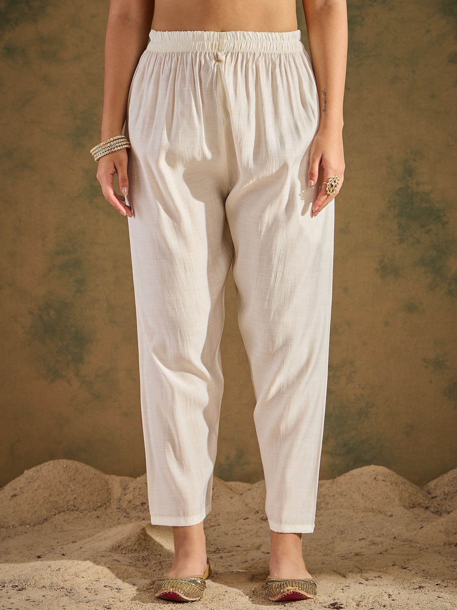 Vira White Kurta and Pant Dupatta Sets Silk Blend Fabrics with Embroidery