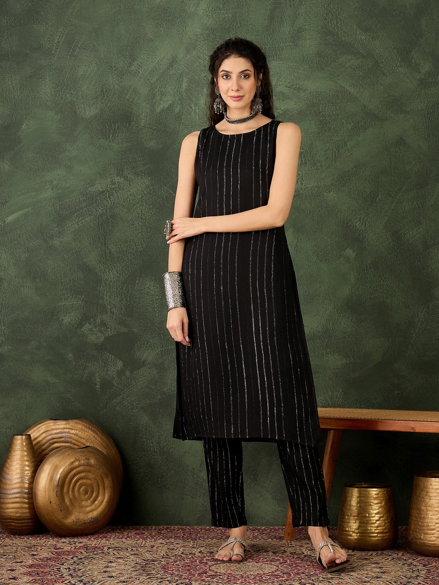 Samara Women's Office, Festive Wear Silk Blend Straight Kurta & Pant, Co-ord Set
