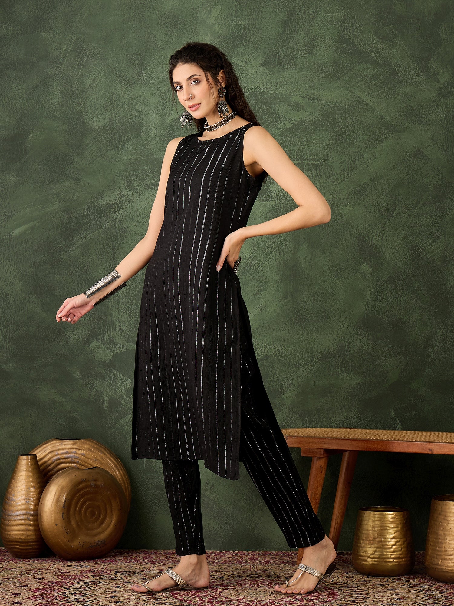 Samara Women's Office, Festive Wear Silk Blend Straight Kurta & Pant, Co-ord Set
