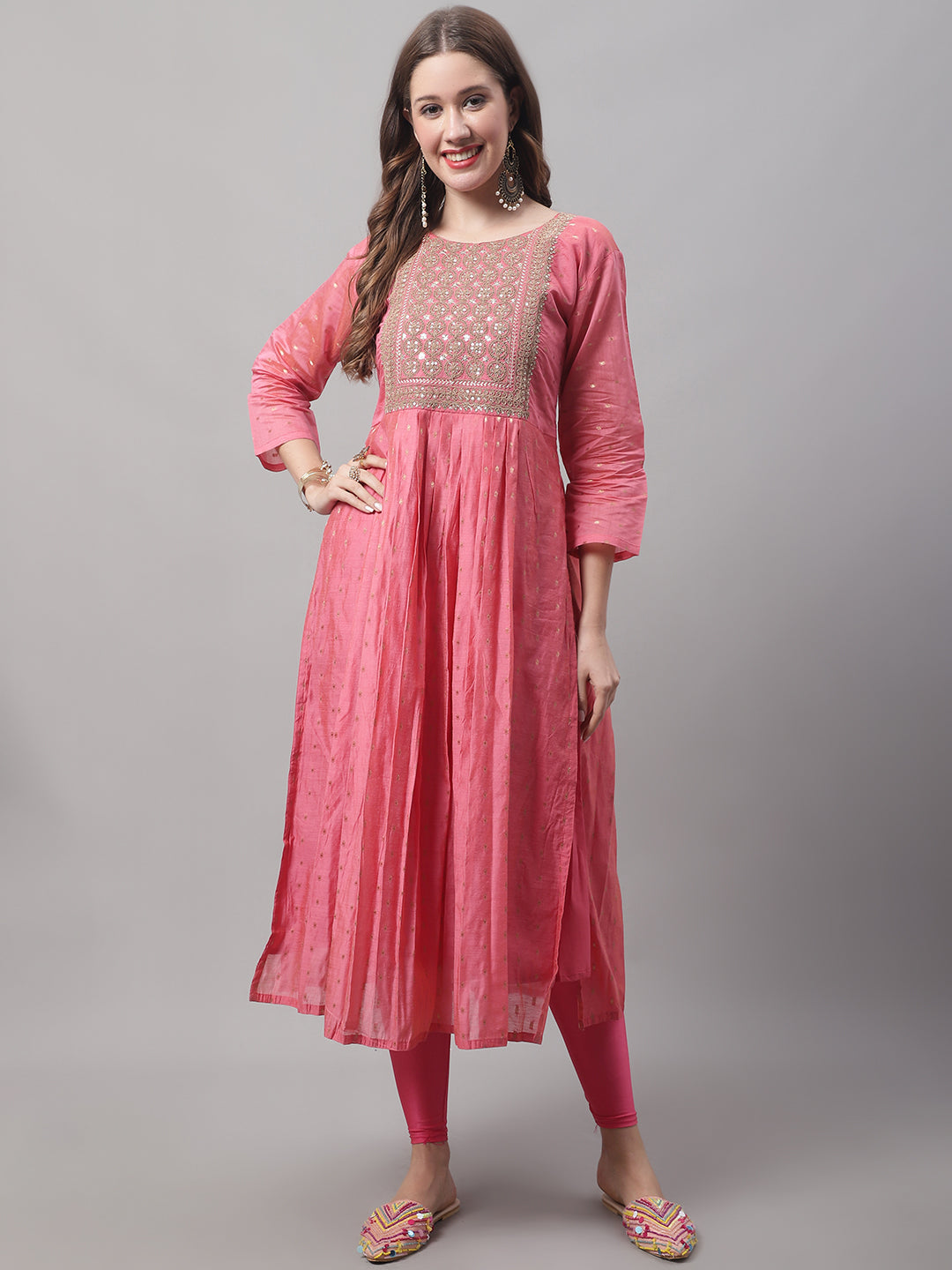 VredeVogel Kurta and Leggings Dupatta Set chanderi modal Butti