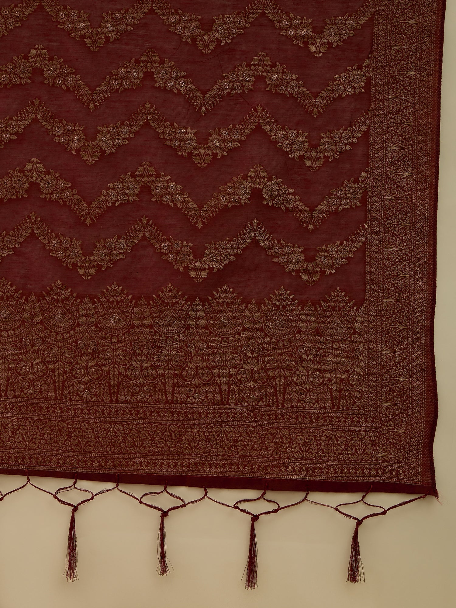 Aarambh Red Women's Silk Blend Banarasi Jacquard Zari Woven Straight Kurta Pant with Dupatta Set