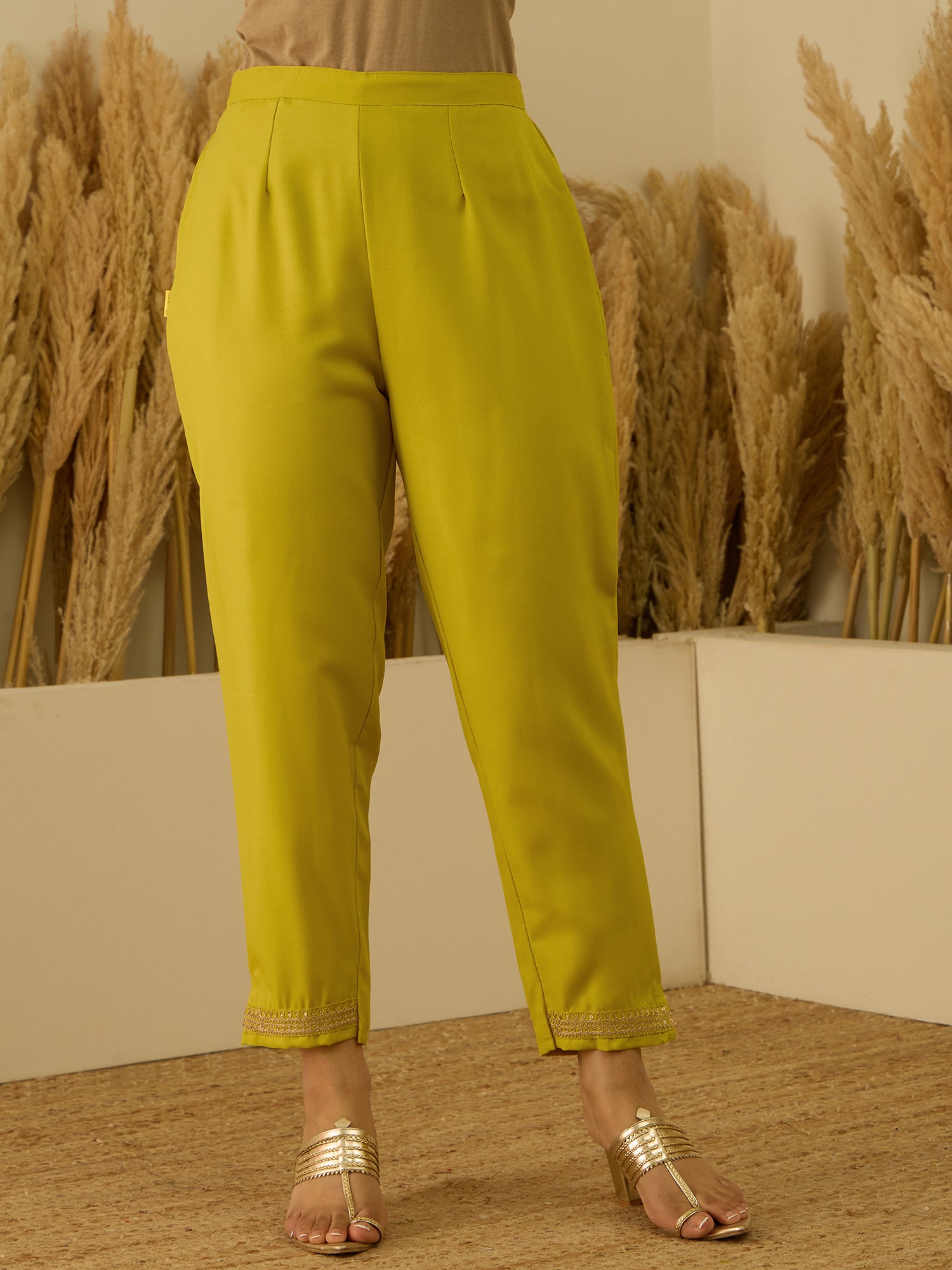 Lalita Lemon Stylish Anarkali Kurta Set Ready to Wear Soft Silk Fabric with Embroidered Dupatta Tailored Fit