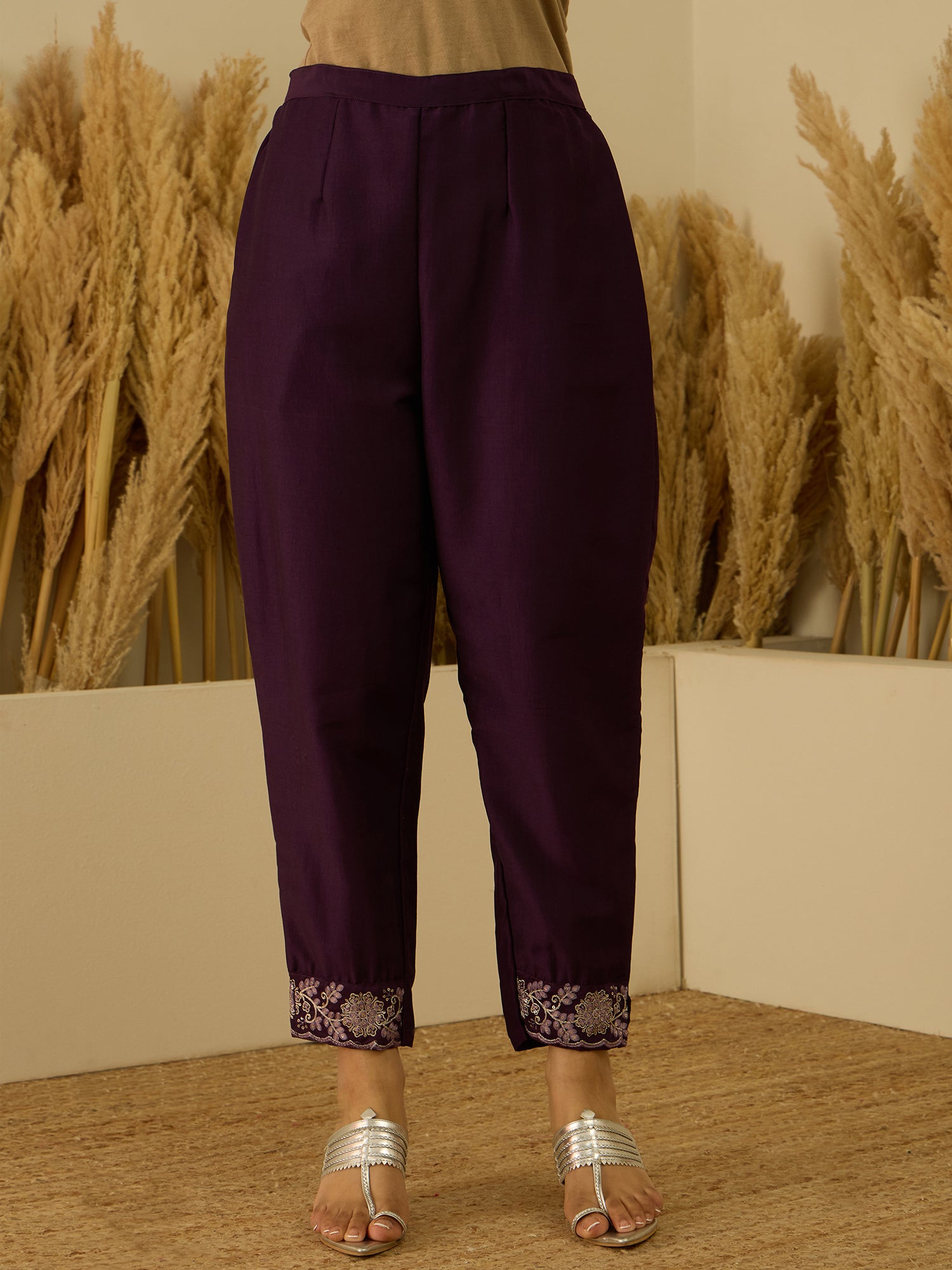 VredeVogel Women Kurta and Pant Sets Chanderi Silk Blend