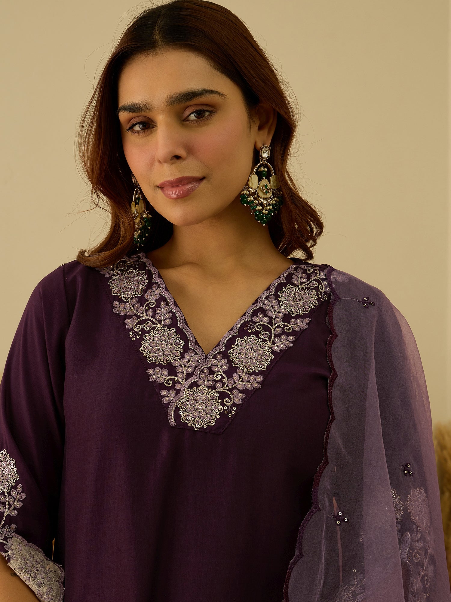 VredeVogel Women Kurta and Pant Sets Chanderi Silk Blend