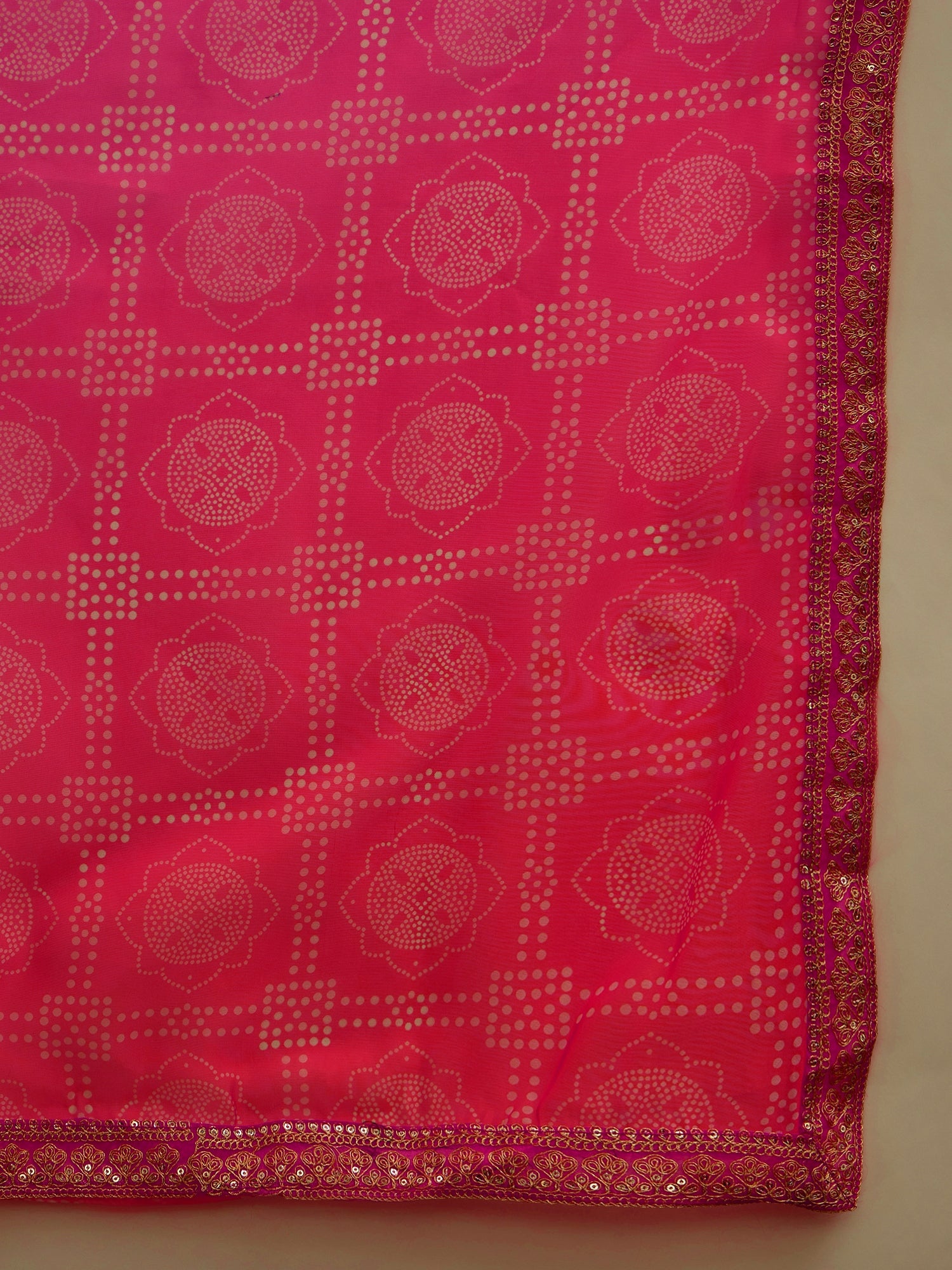 VredeVogel Pink Silk Blend Embroidered with Sequins Straight Kurta Set with Trousers & Dupatta