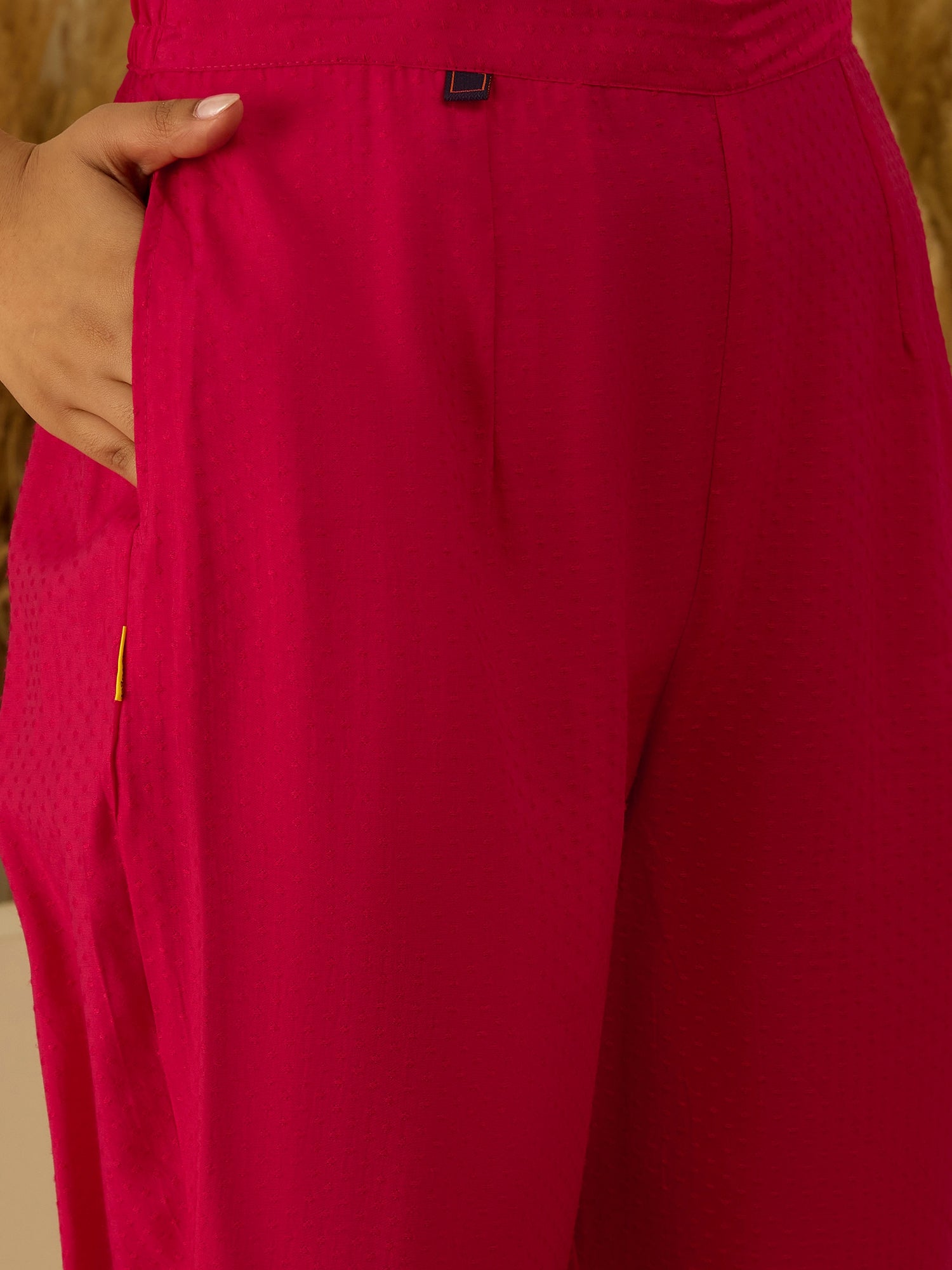 VredeVogel Pink Silk Blend Embroidered with Sequins Straight Kurta Set with Trousers & Dupatta