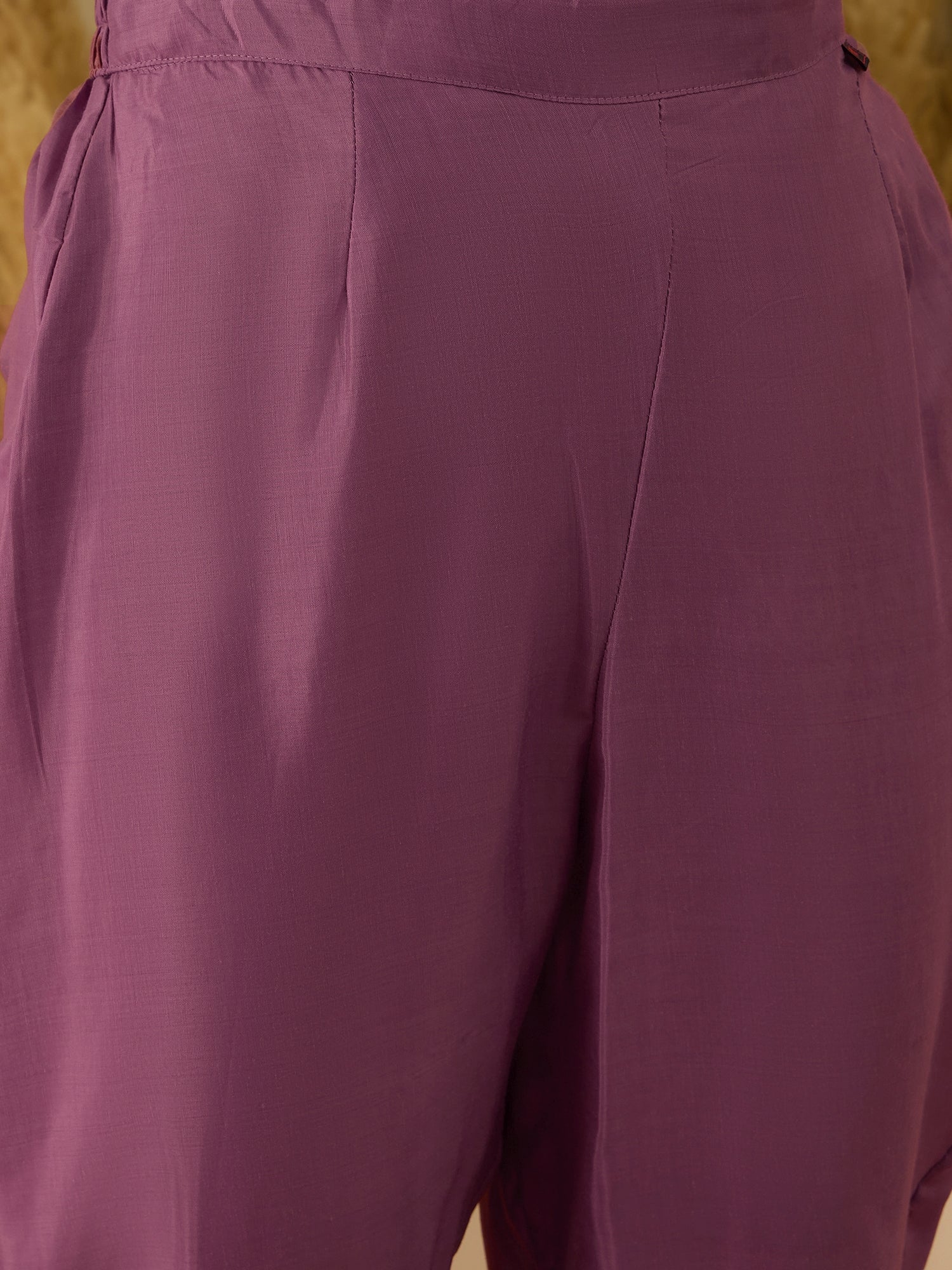 VredeVogel Purple Silk Blend Embroidered with Sequins Straight Kurta Set with Trousers & Dupatta