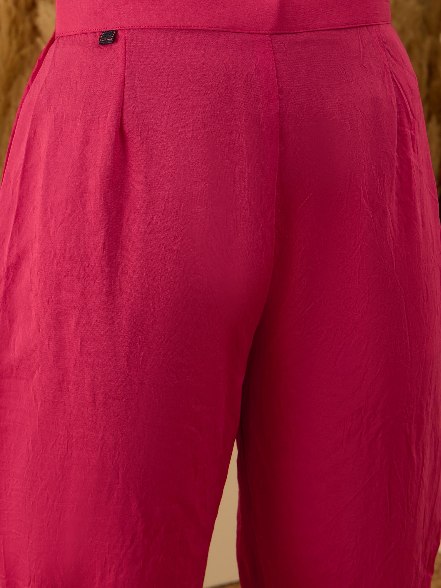 VredeVogel Pink Silk Blend Embroidered Straight Kurta Set with Trousers & Dupatta
