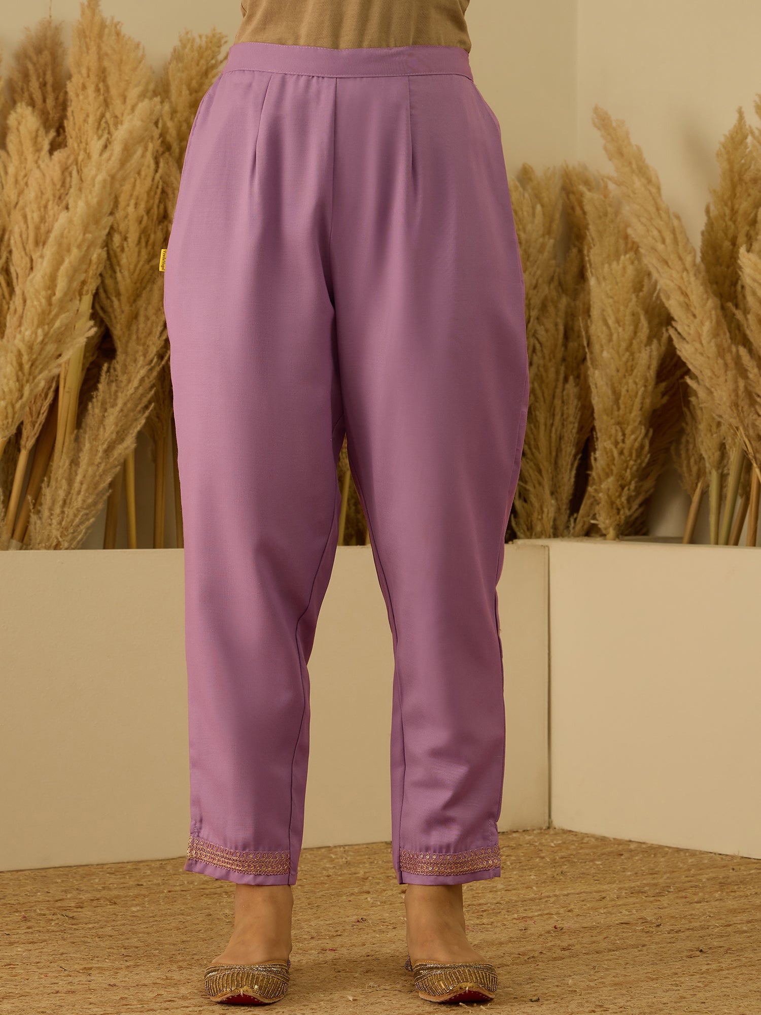 Navrangi Lavender Stylish Anarkali Kurta Set Ready to Wear Soft Silk Fabric with Embroidered Dupatta Tailored Fit