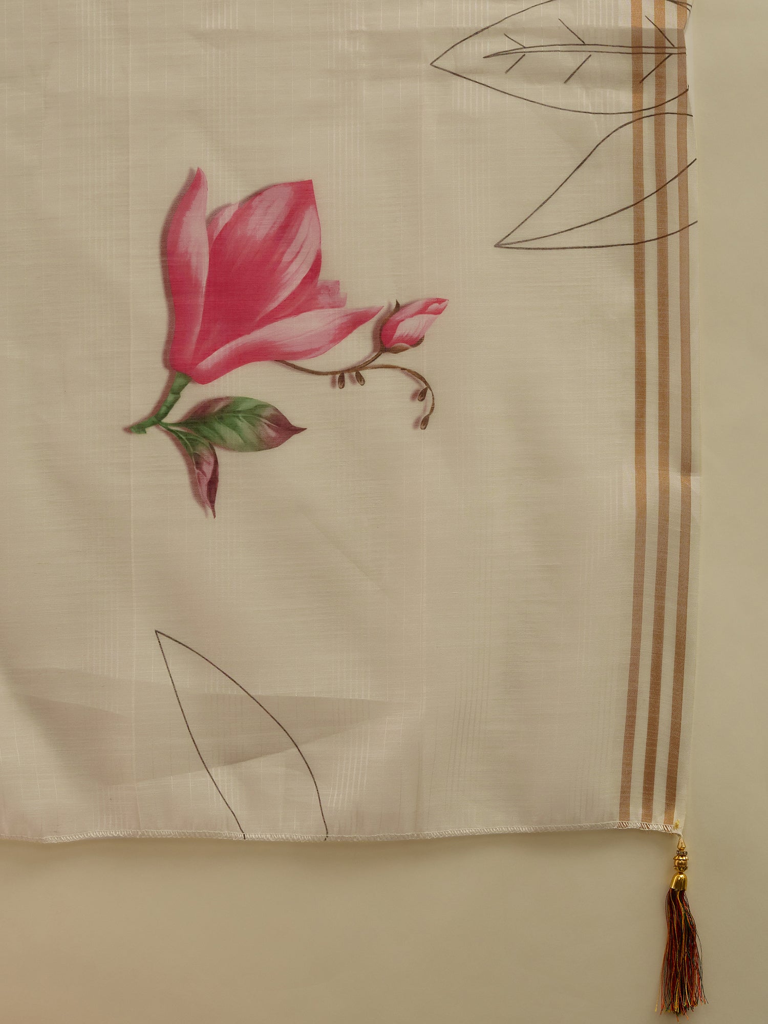 VredeVogel Off-White Cotton Blend Embroidered with Sequins Straight Kurta Set with Trousers & Dupatta